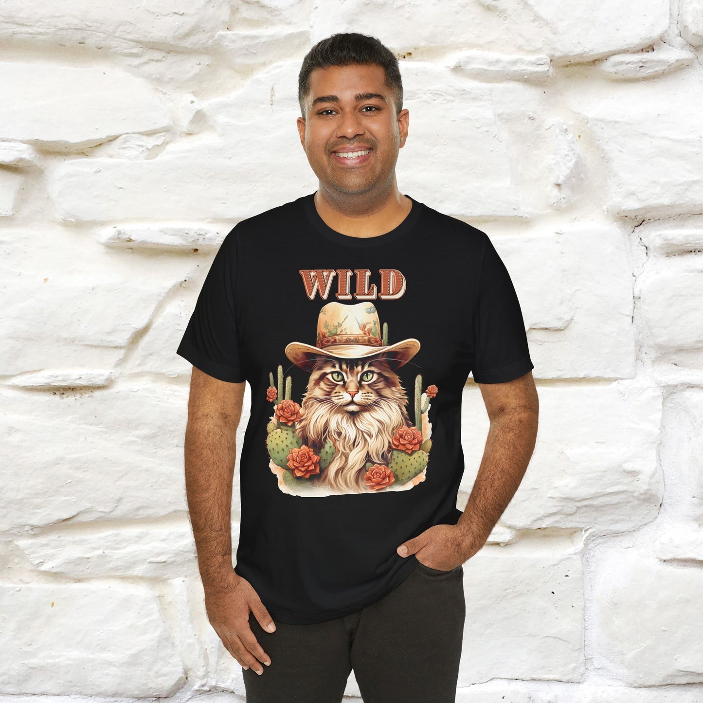 Wild Cowboy Cat T-Shirt for Men & Women | 100% Cotton* Adventure Tee - Nunu&Miao Studio