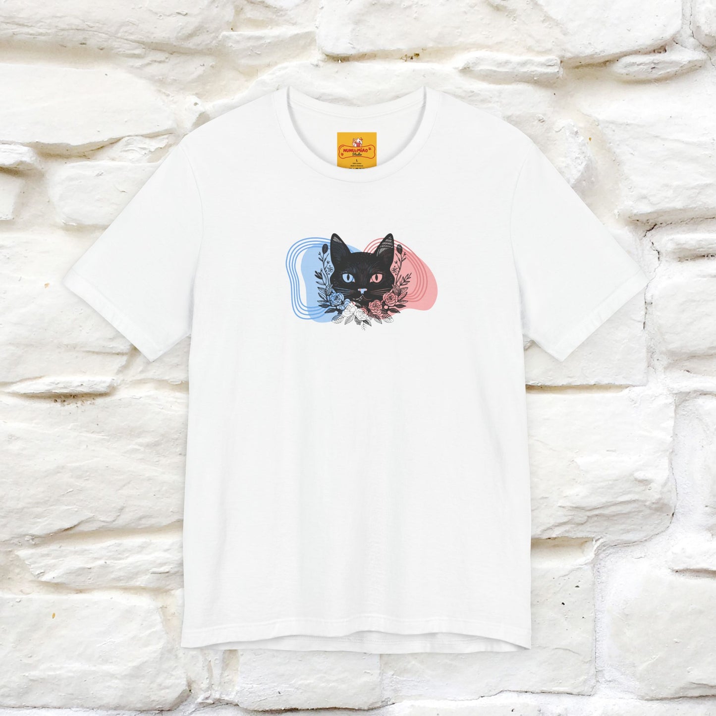 ''Pink and Blu'' Cat T-Shirt Front and Back Design | Nunu&Miao Studio