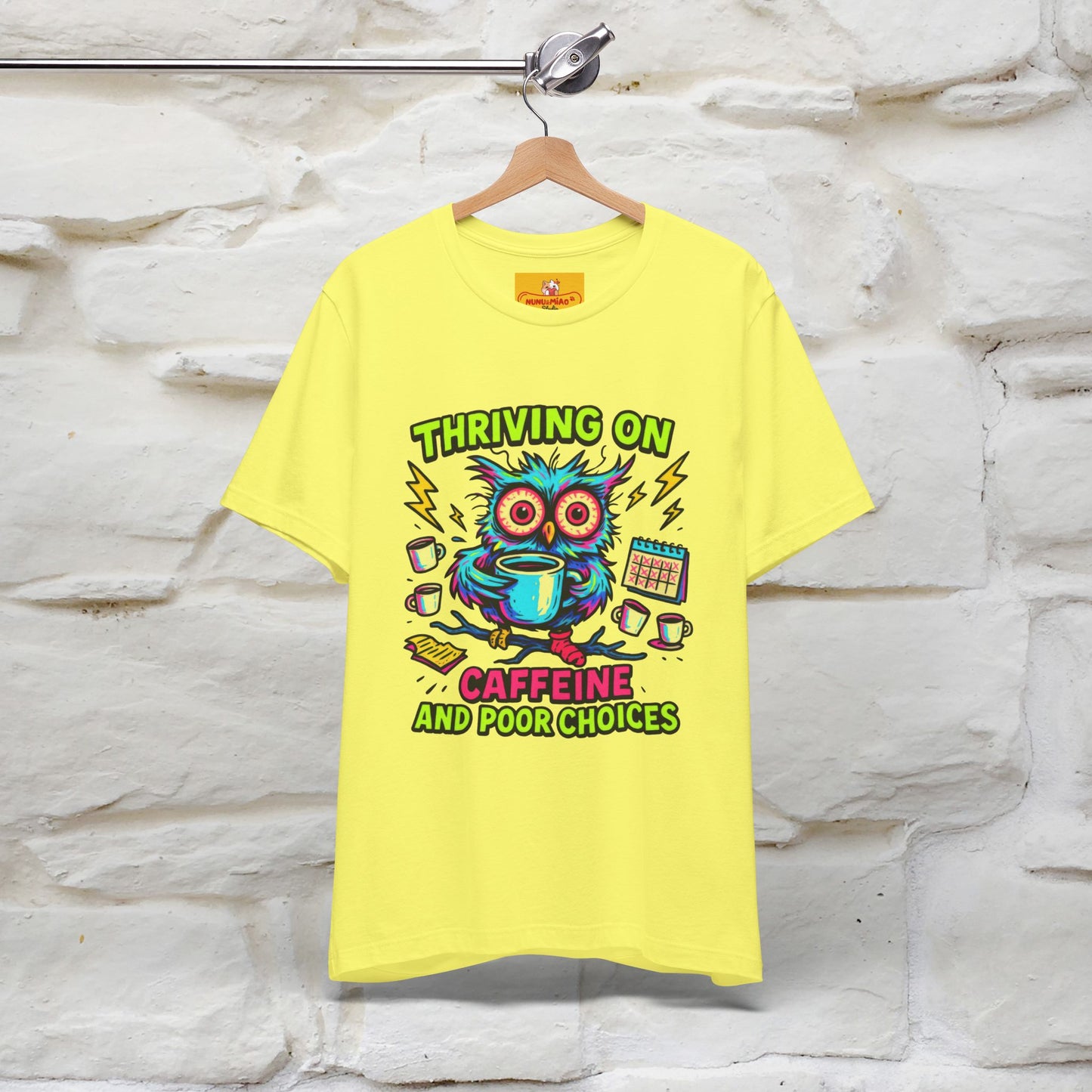 ''Thriving On Caffeine And Poor Choices''| Sarcastic Cat T-Shirt | Nunu&Miao Studio