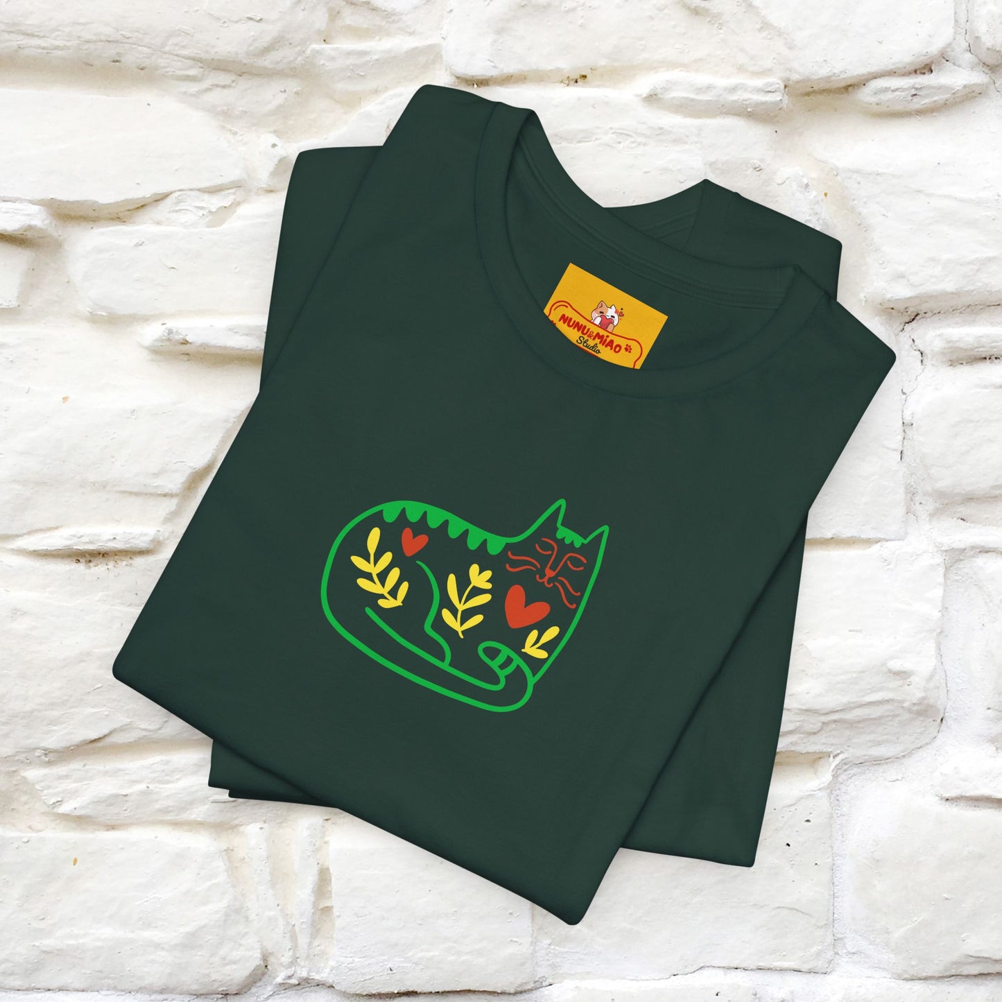 ''Floral Abstract'' Cat T-Shirt Front and Back Design | Nunu&Miao Studio