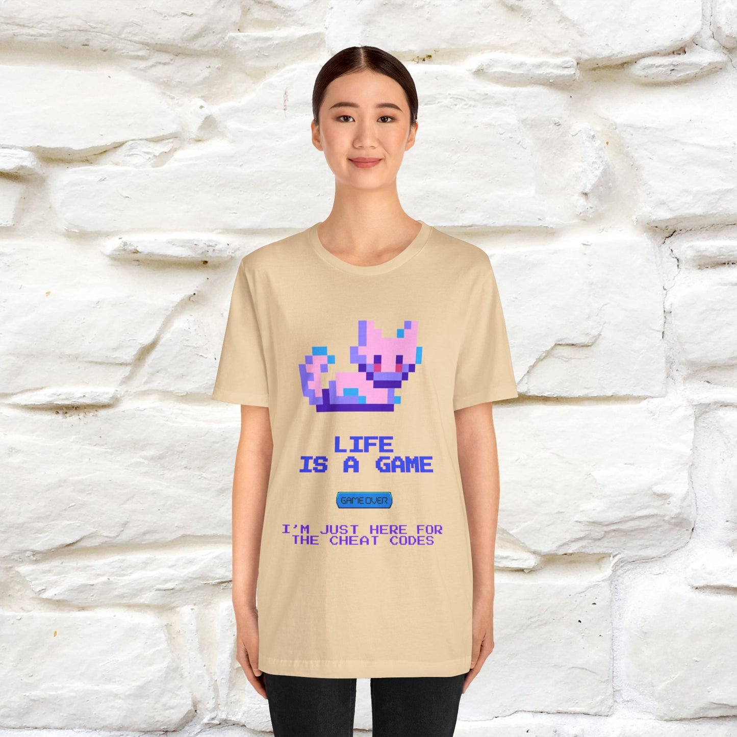 "Life Is A Game, I Am Just Here Fo The Cheat Code" Funny Cat T-Shirt for Men & Women | 100% Cotton* - Nunu&Miao Studio
