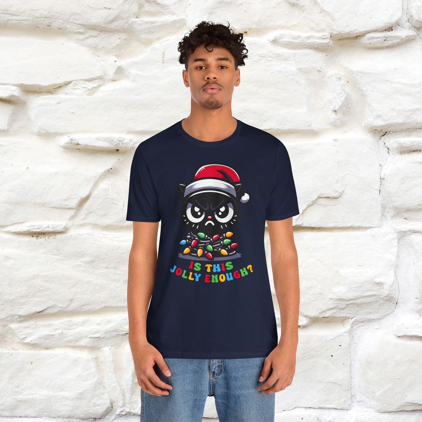 Is This Jolly Enough? | Funny Cat Christmas Shirt for Men & Women | 100% Cotton*