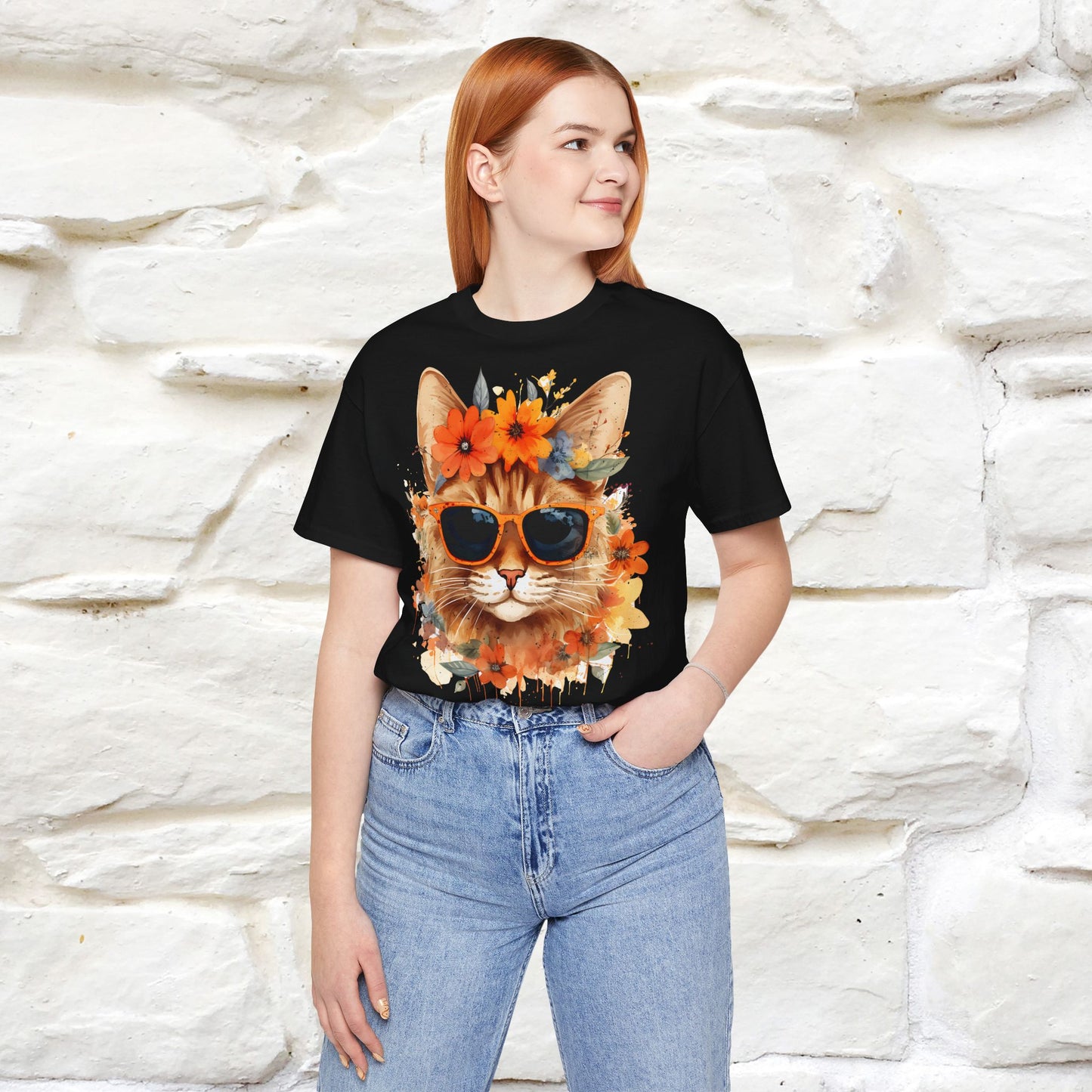 "Cool Cat in Bloom" T-shirt for Men and Women | 100% Cotton* - Nunu&Miao Studio