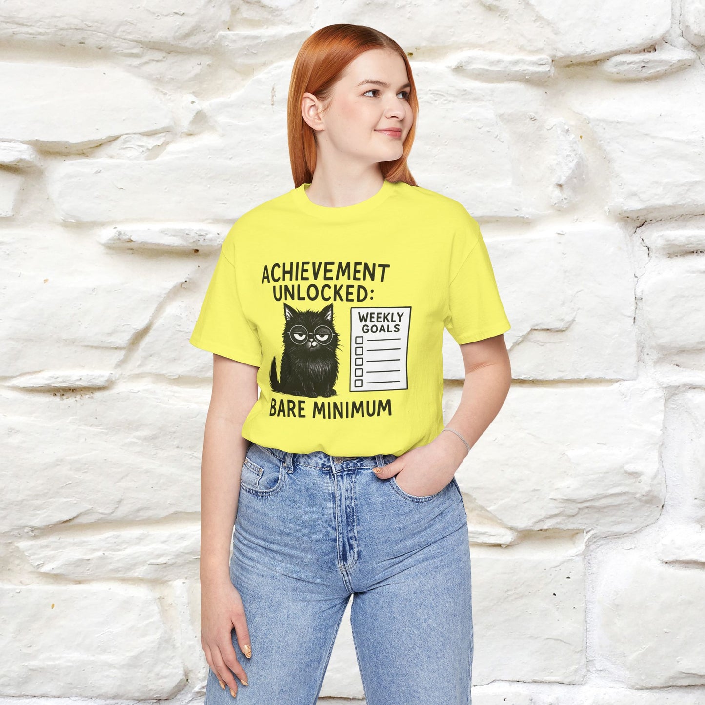 "Achievement Unlocked Bare Minimum." |Cat T-Shirt | Nunu&Miao Studio