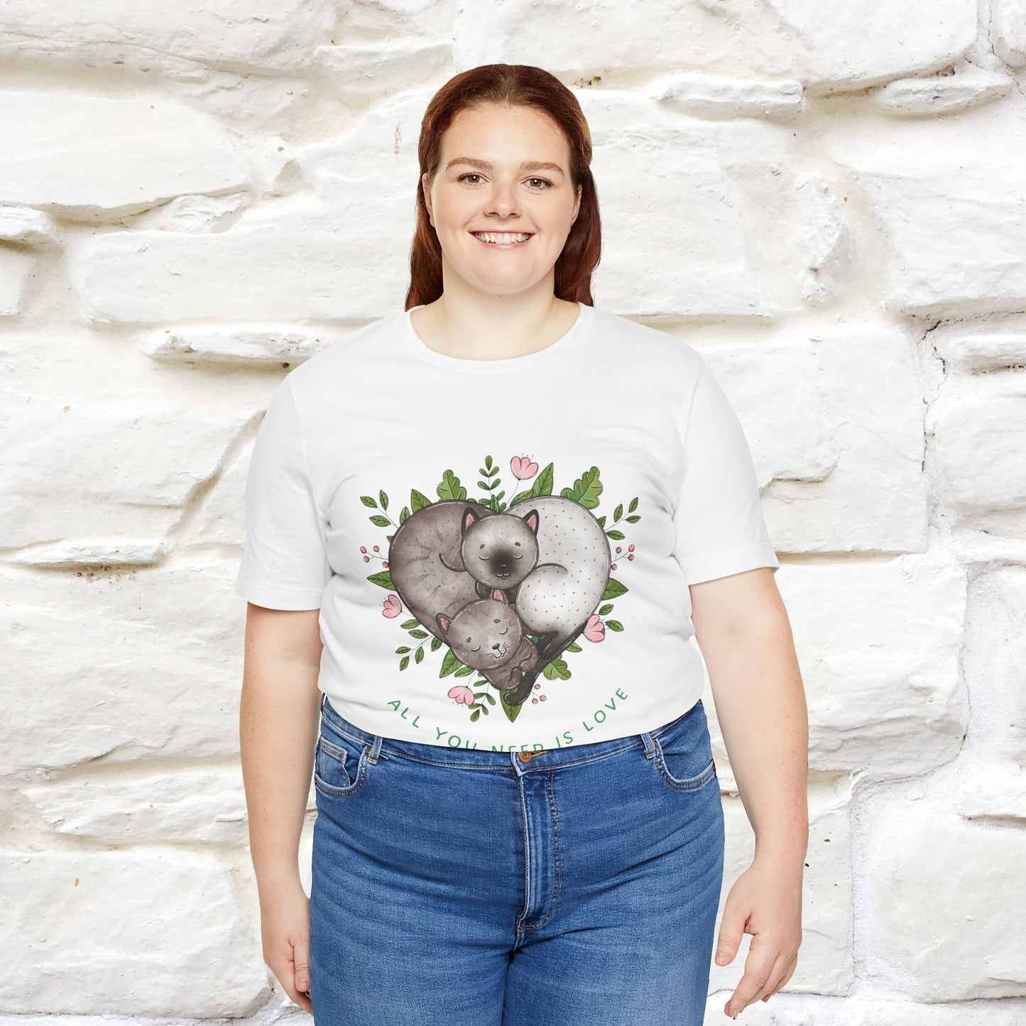 "All You Need Is Love" Cat T-Shirt | 100% Cotton* | Adorable Cat Apparel for Men & Women