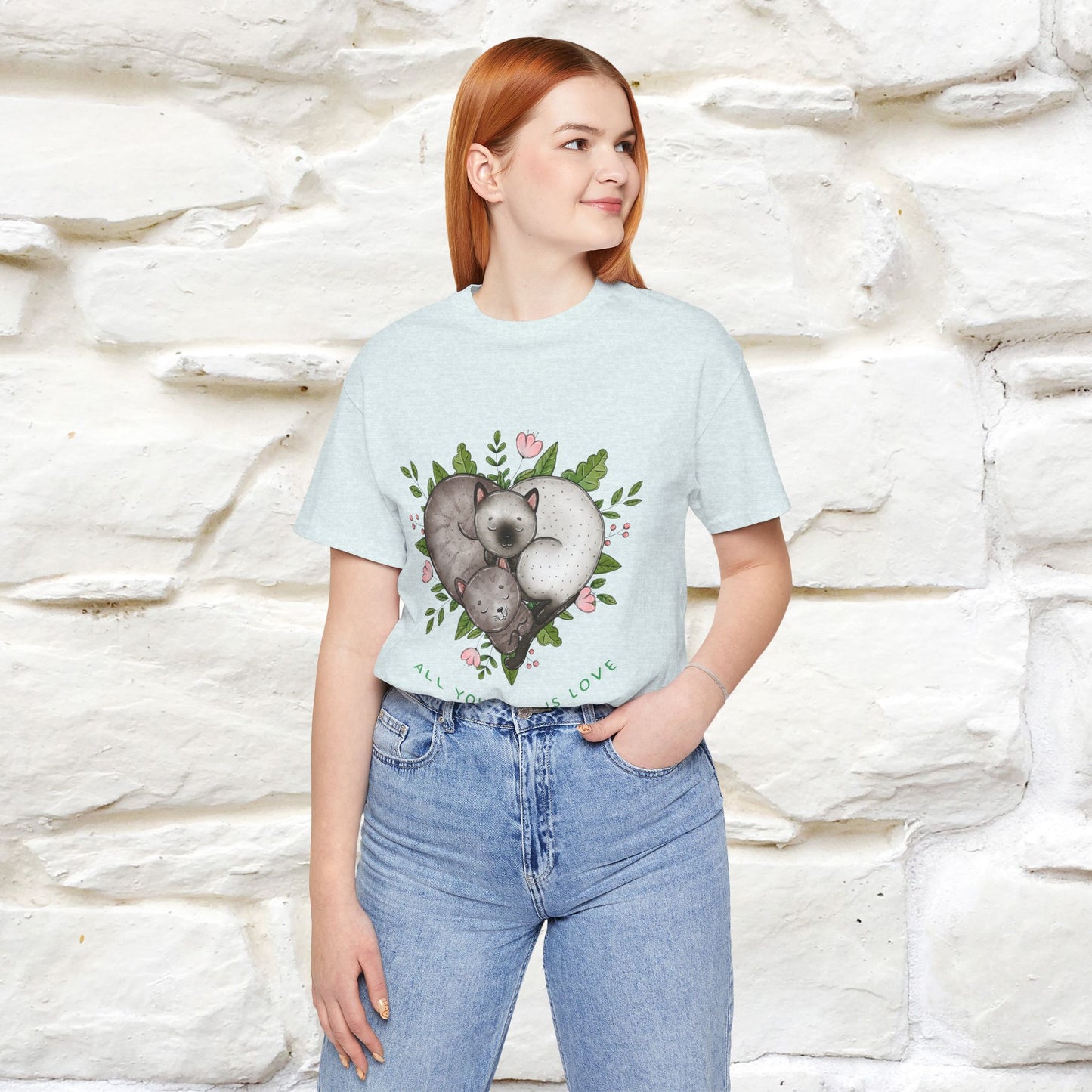 "All You Need Is Love" Cat T-Shirt | 100% Cotton* | Adorable Cat Apparel for Men & Women