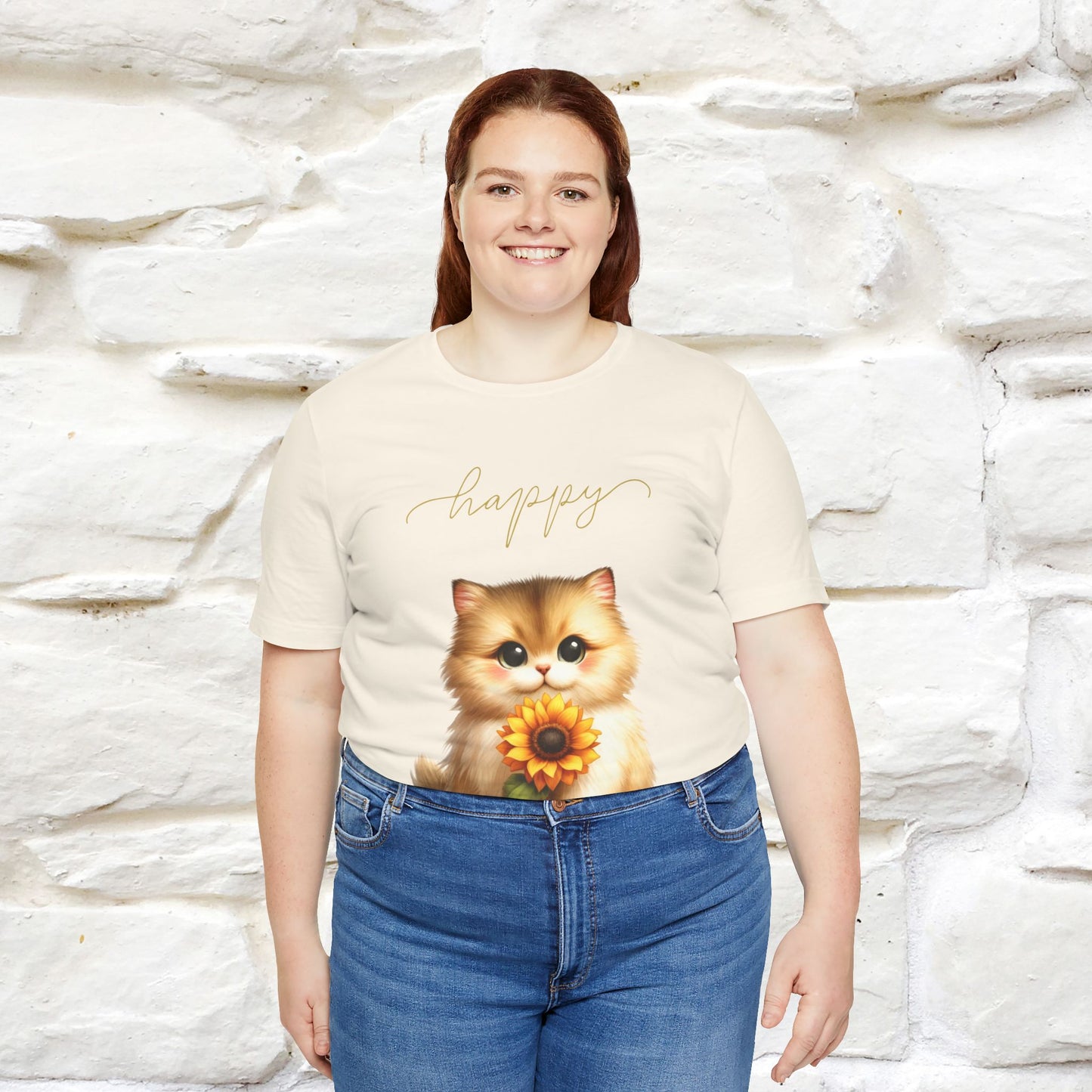 "Happy" Cat T-Shirt for Women | 100% Cotton* 🐾 - Nunu&Miao Studio