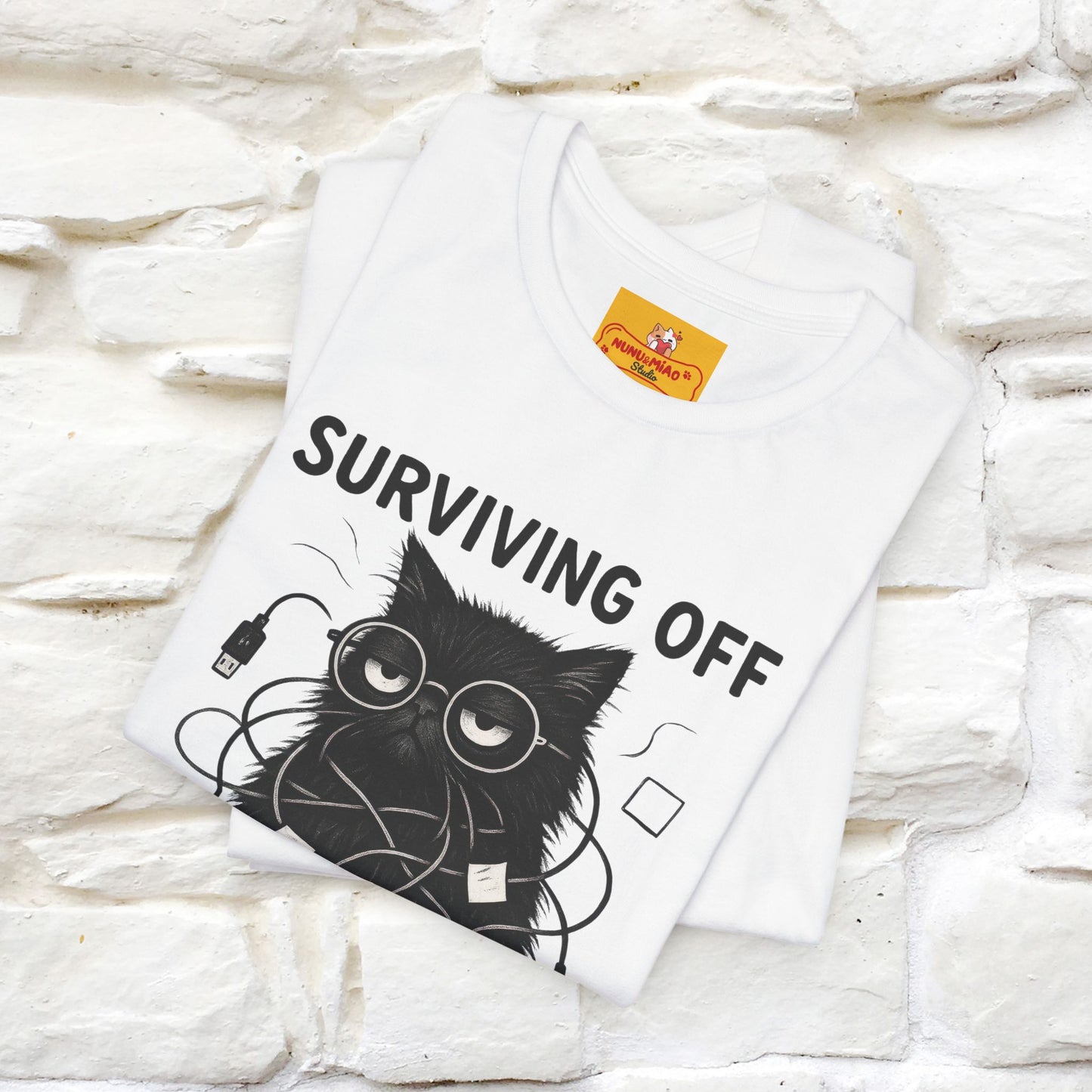 "Surviving Off...Vibes And Broken .. " |Cat T-Shirt | Nunu&Miao Studio