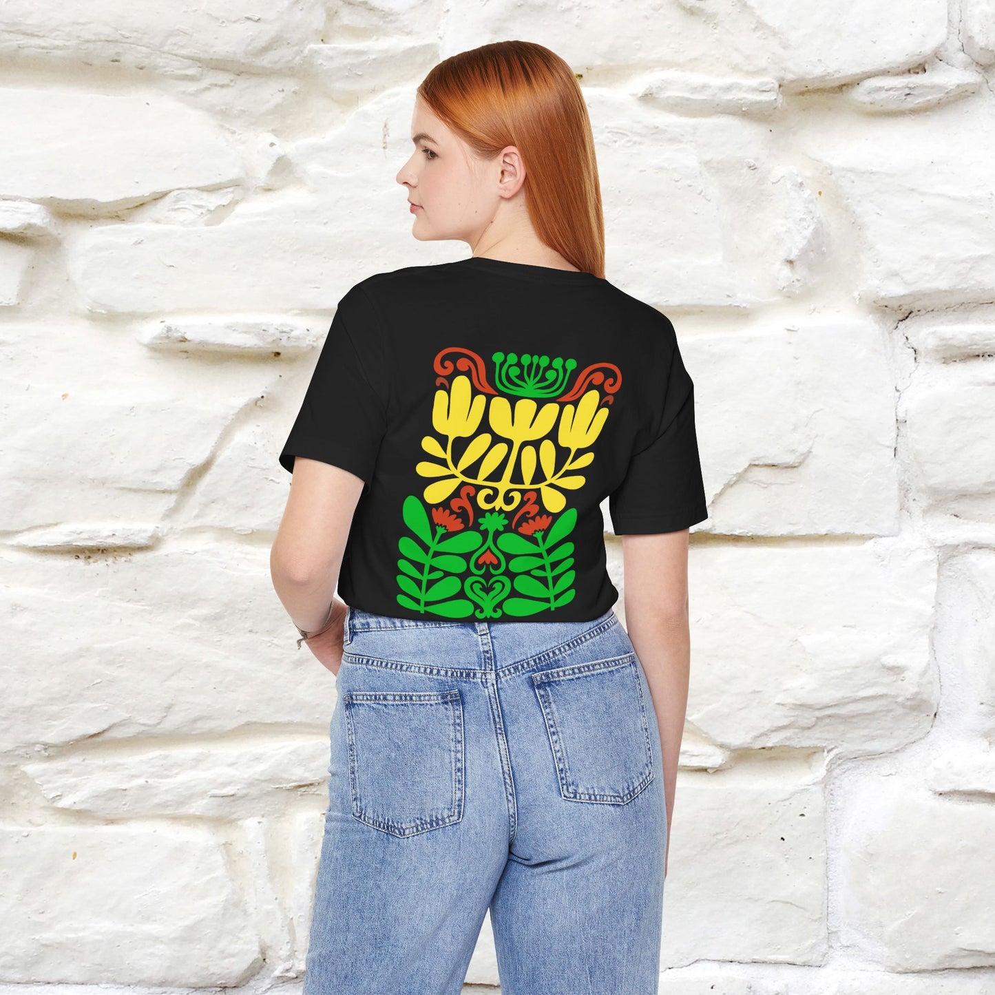''Floral Abstract'' Cat T-Shirt Front and Back Design | Nunu&Miao Studio