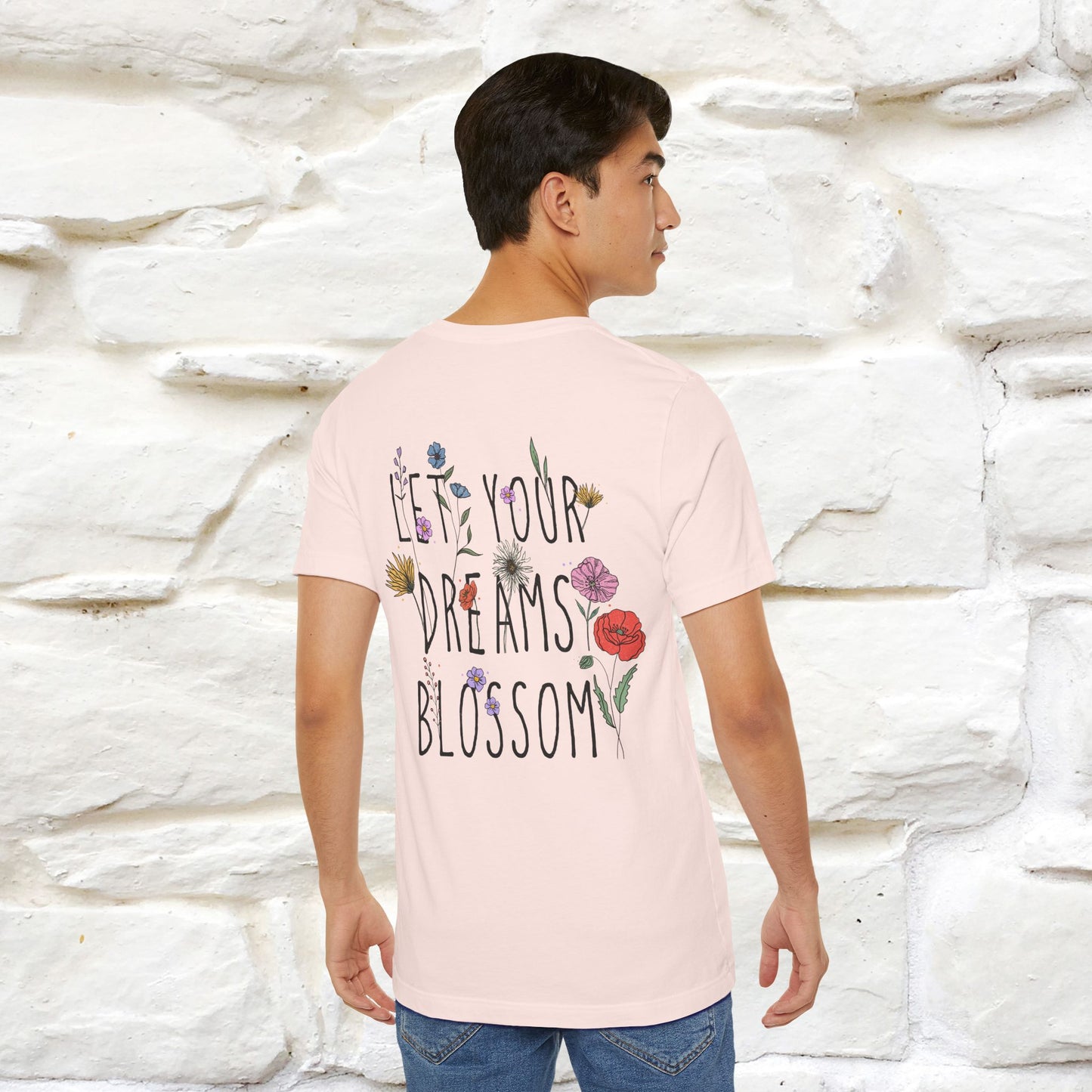 "Let Your Dreams Blossom'' Cat T-Shirt Front and Back Design | Nunu&Miao Studio
