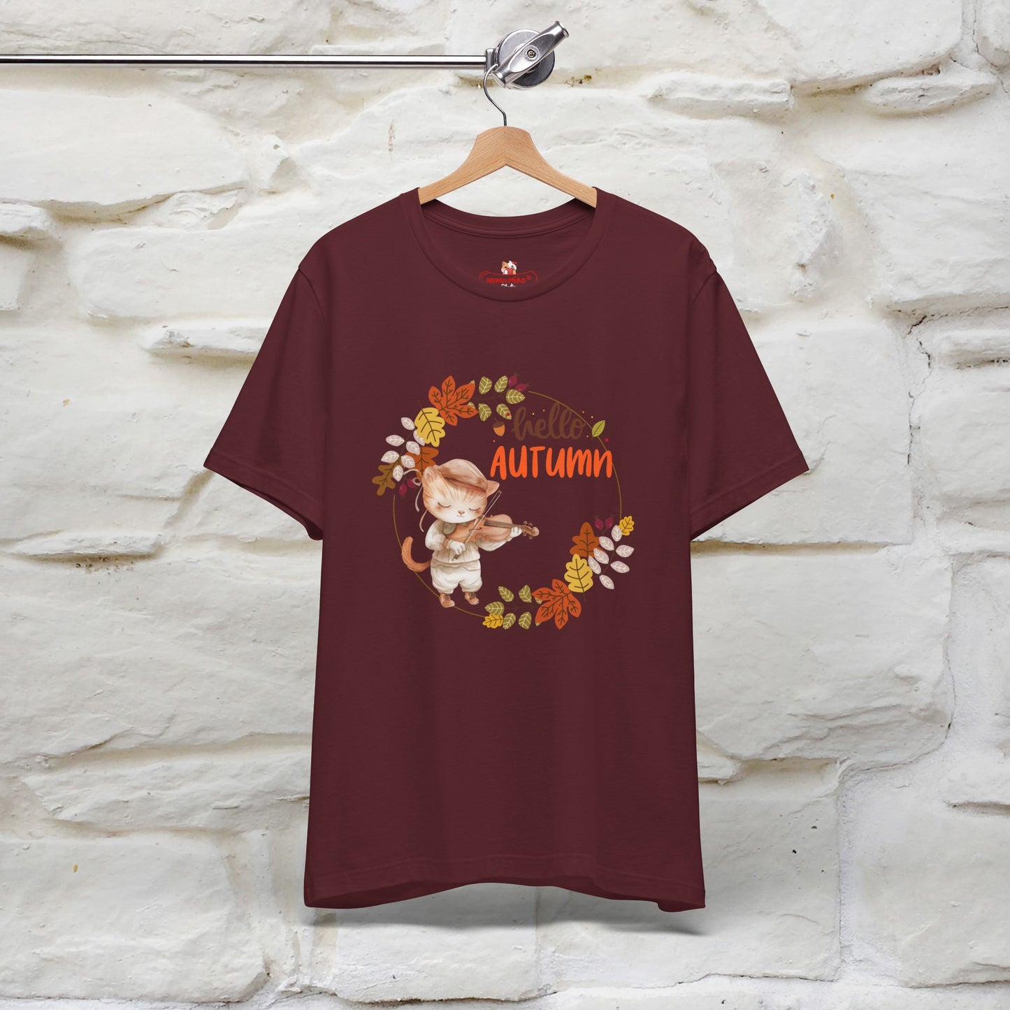 "Hello Autumn" Cat T-Shirt for Men & Women | 100% Cotton* | Cozy Fall Fashion - Nunu&Miao Studio