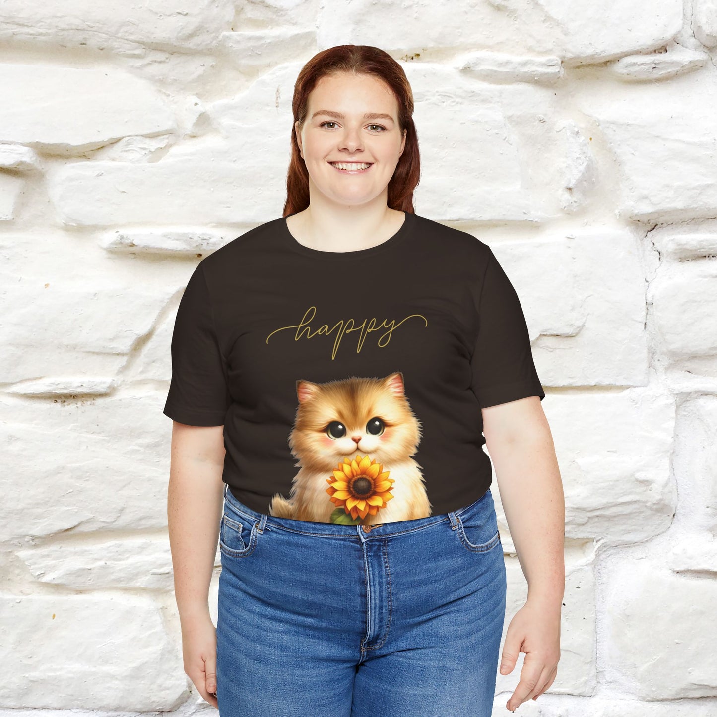 "Happy" Cat T-Shirt for Women | 100% Cotton* 🐾 - Nunu&Miao Studio