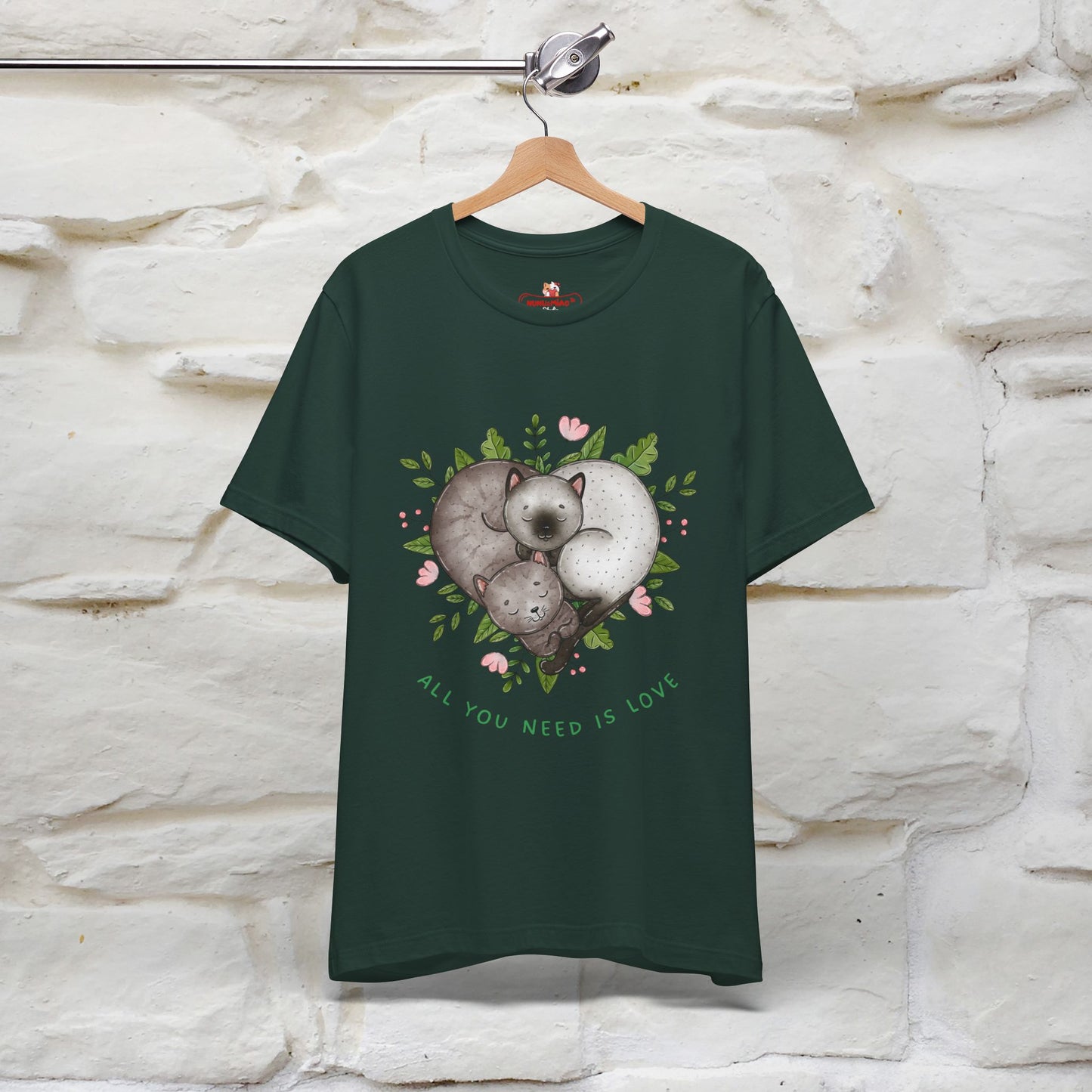 "All You Need Is Love" Cat T-Shirt | 100% Cotton* | Adorable Cat Apparel for Men & Women