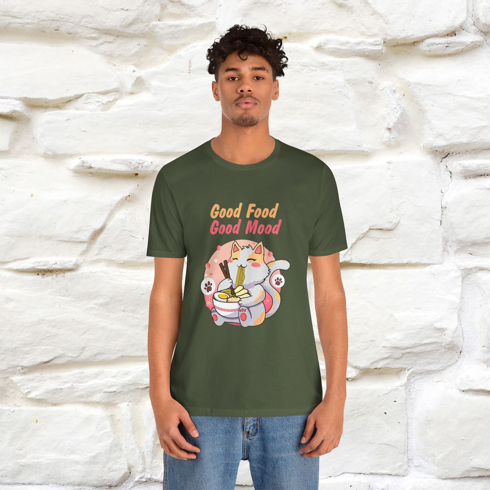 "Good Food Good Mood" Cat T-shirt for Men & Women | 100% Cotton* - Nunu&Miao Studio