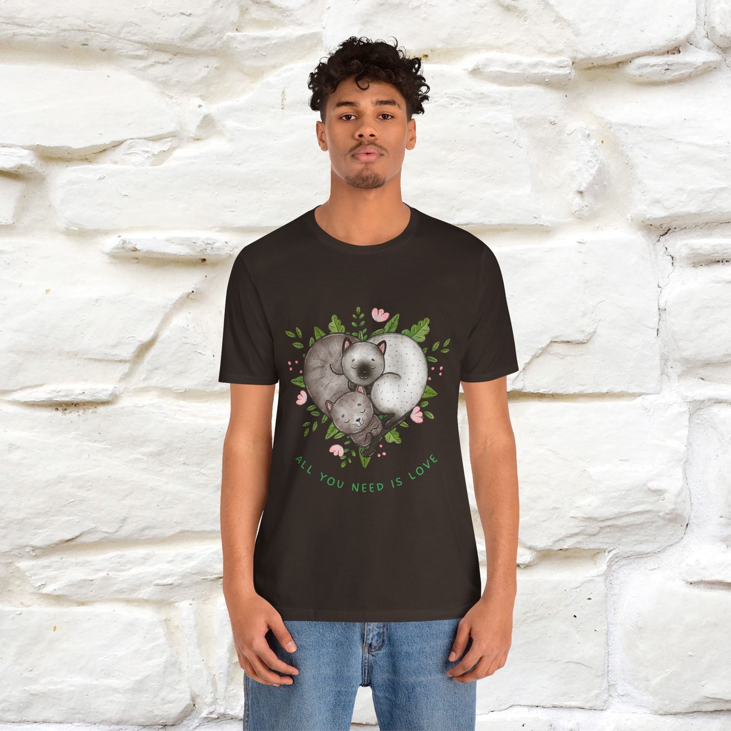 "All You Need Is Love" Cat T-Shirt | 100% Cotton* | Adorable Cat Apparel for Men & Women