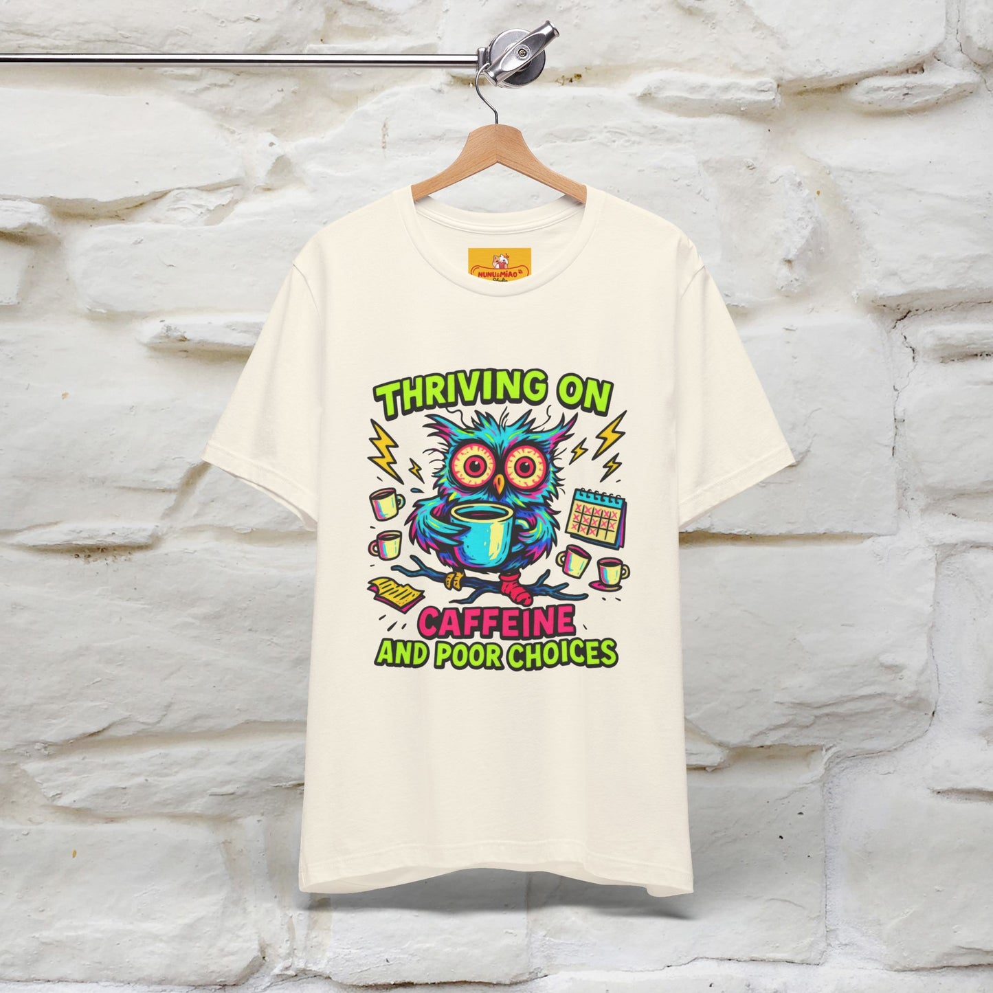 ''Thriving On Caffeine And Poor Choices''| Sarcastic Cat T-Shirt | Nunu&Miao Studio