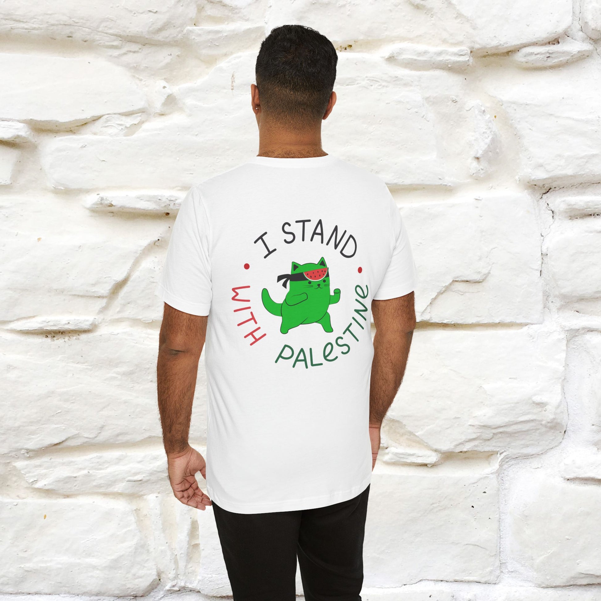 "I Love Palestine" Cat T-shirt | Front & Back Design |Nunu&Miao Studio - Nunu&Miao Studio