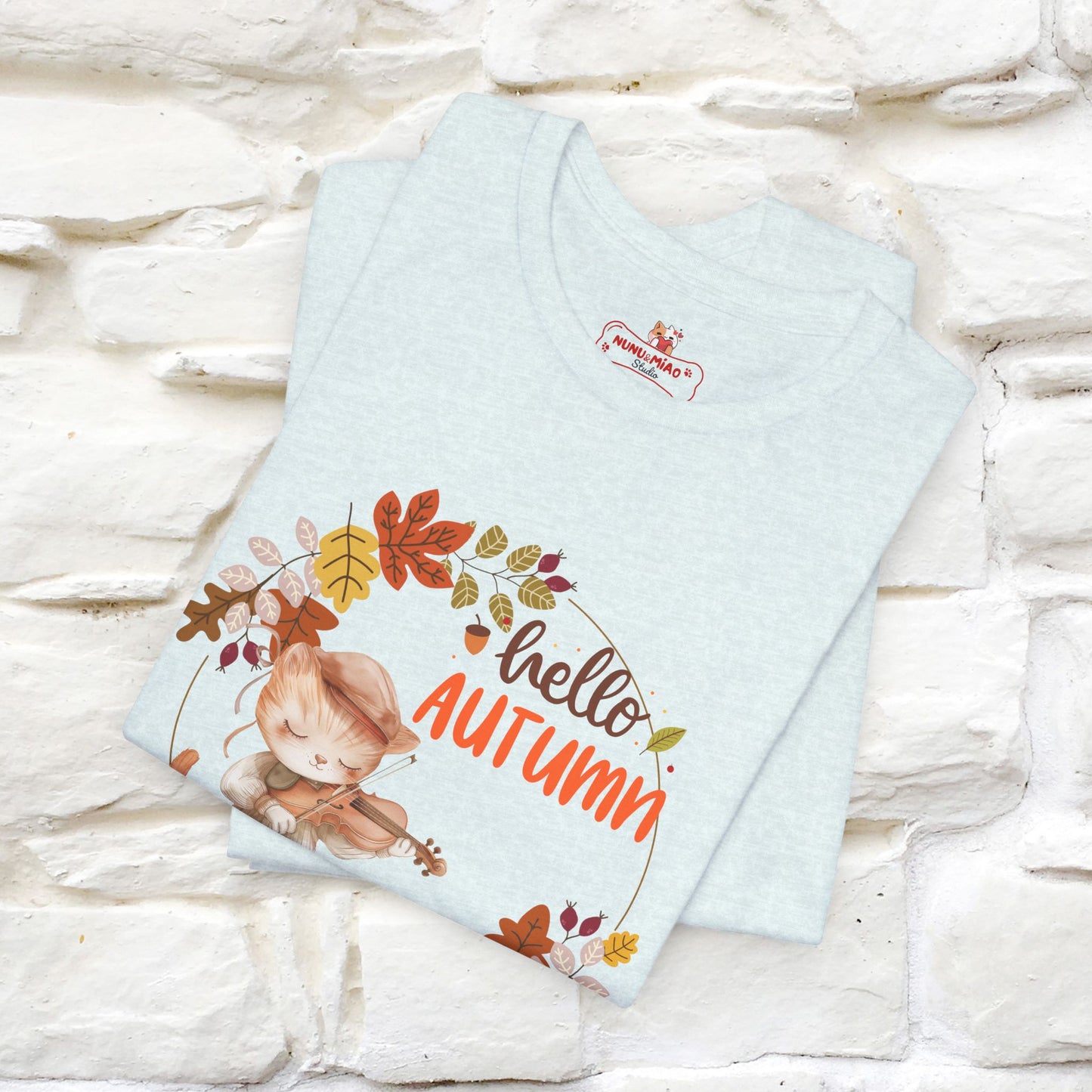 "Hello Autumn" Cat T-Shirt for Men & Women | 100% Cotton* | Cozy Fall Fashion - Nunu&Miao Studio