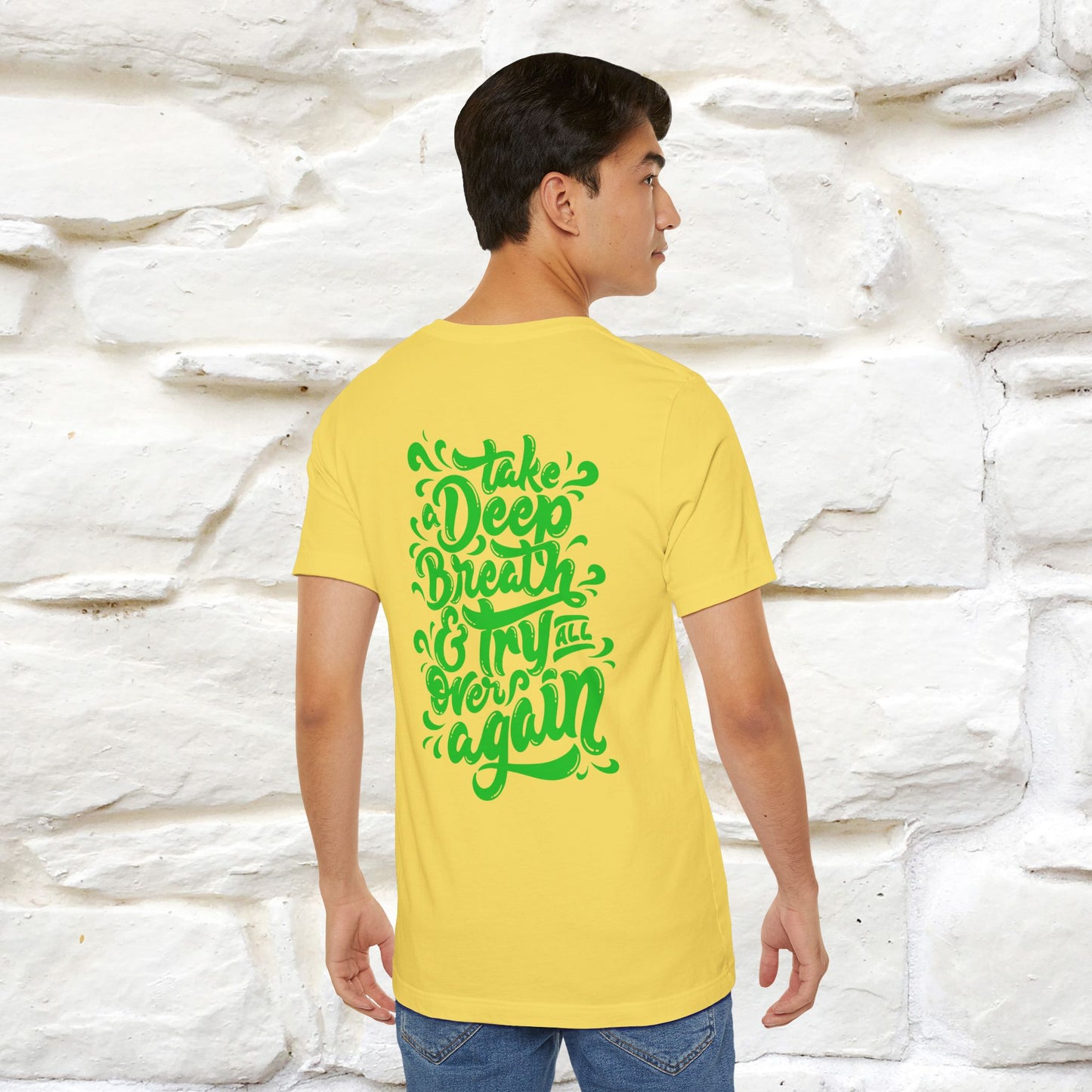 "Take a Deep Breath & Try All Over Again" Cat T-Shirt| Front & Back Design | Nunu&Miao Studio