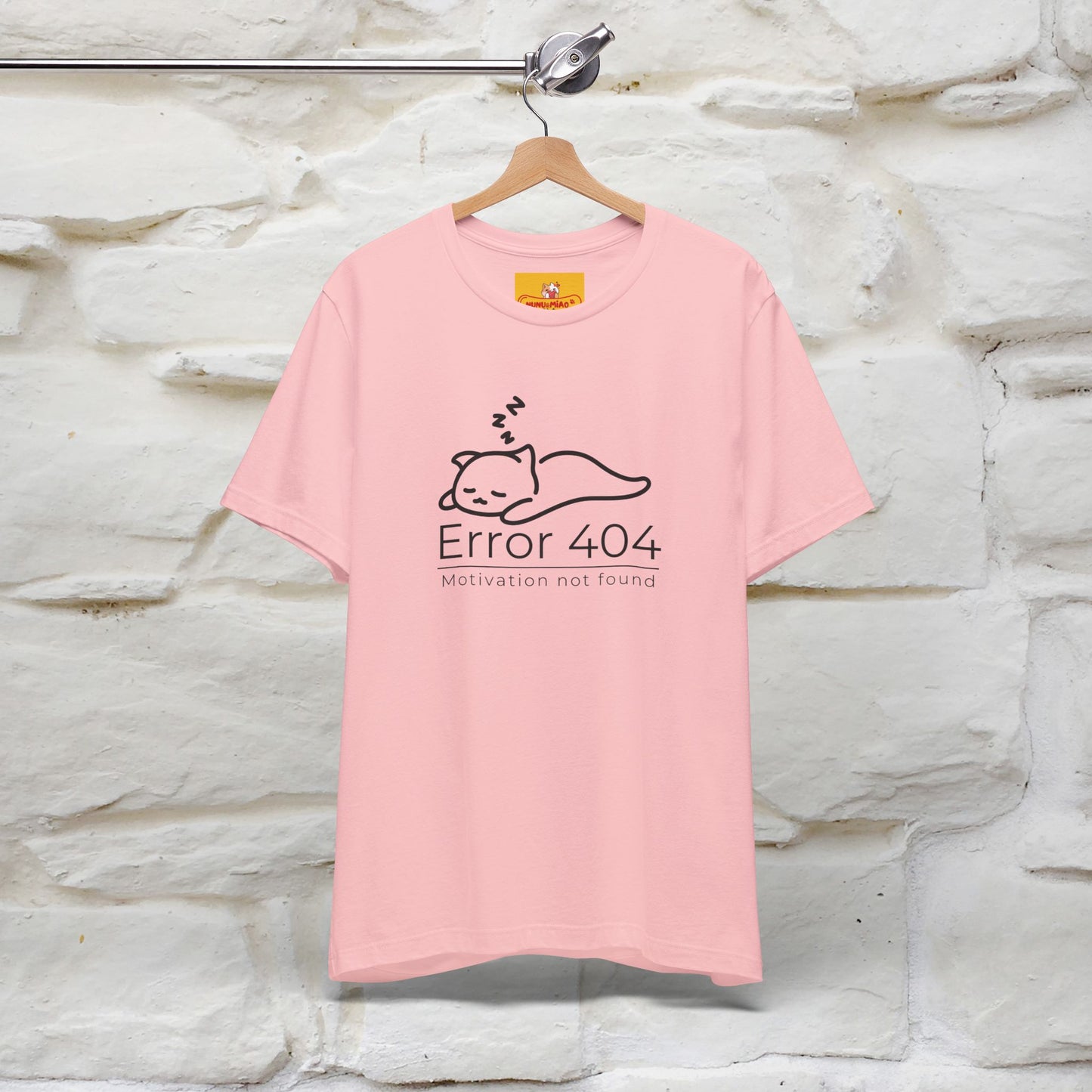 ''Error 404 Motivation Not Found'' Cat T-Shirt Front and Back Design | Nunu&Miao Studio