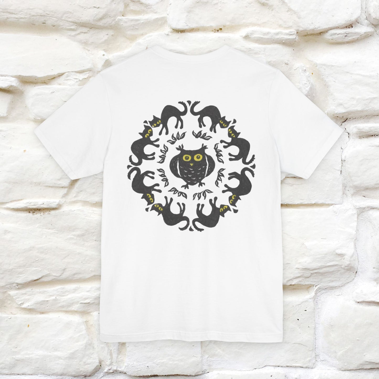 ''Black Cat Circle'' Cat T-Shirt Front and Back Design | Nunu&Miao Studio