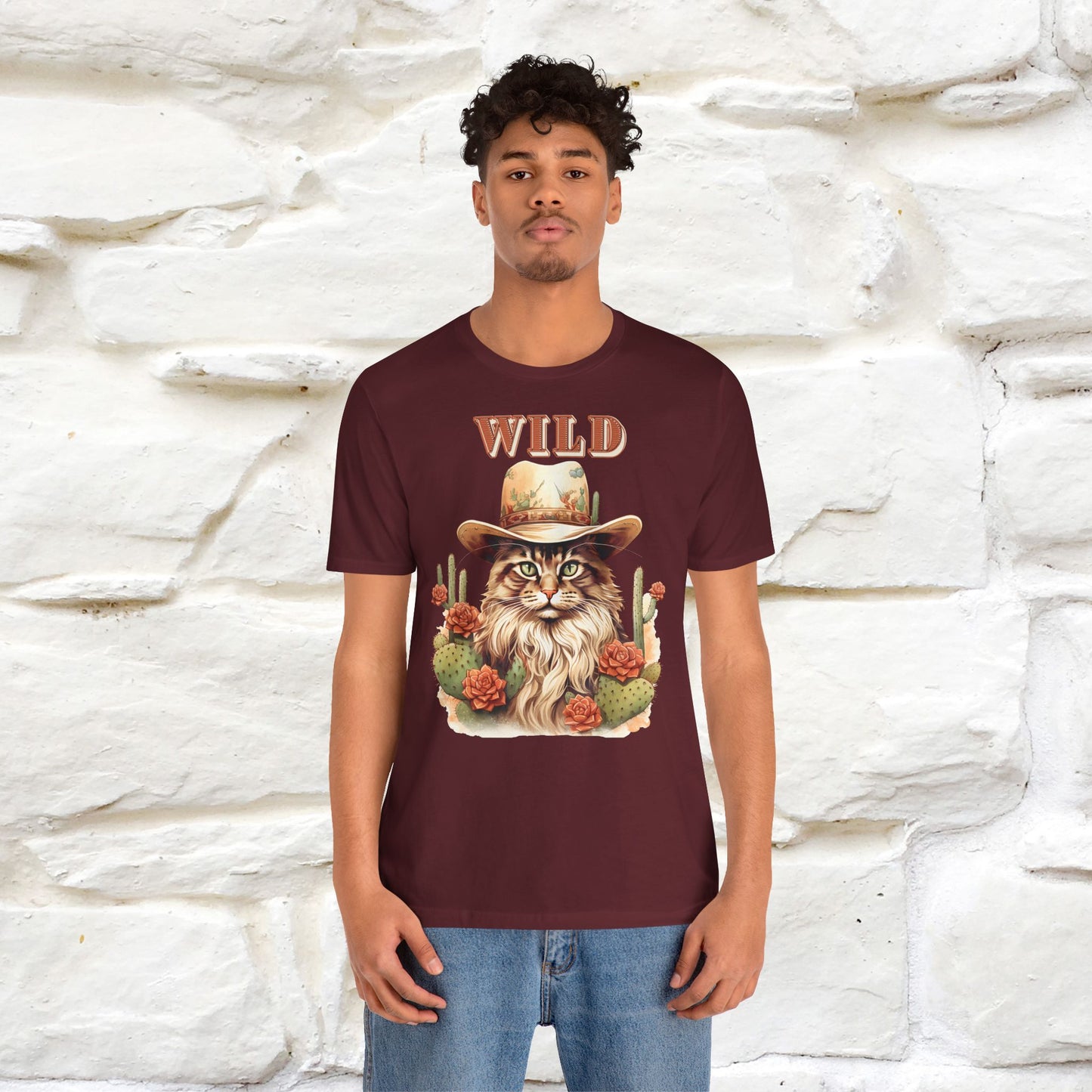 Wild Cowboy Cat T-Shirt for Men & Women | 100% Cotton* Adventure Tee - Nunu&Miao Studio
