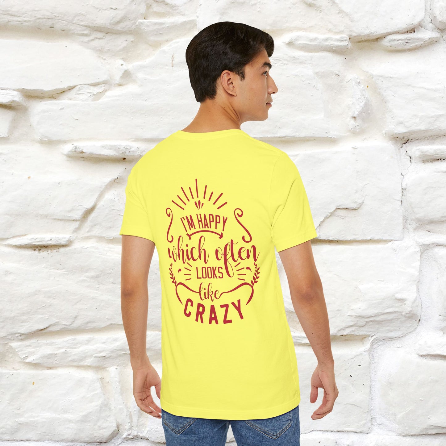"I’m Happy, Which Often Looks Like Crazy" Cat T-Shirt| Front & Back Design | Nunu&Miao Studio