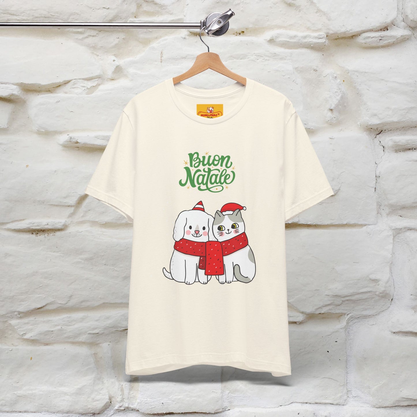 ''Buon Natale Cat and Dog'' Christmas T-shirt | Nunu&Miao Studio - Nunu&Miao Studio