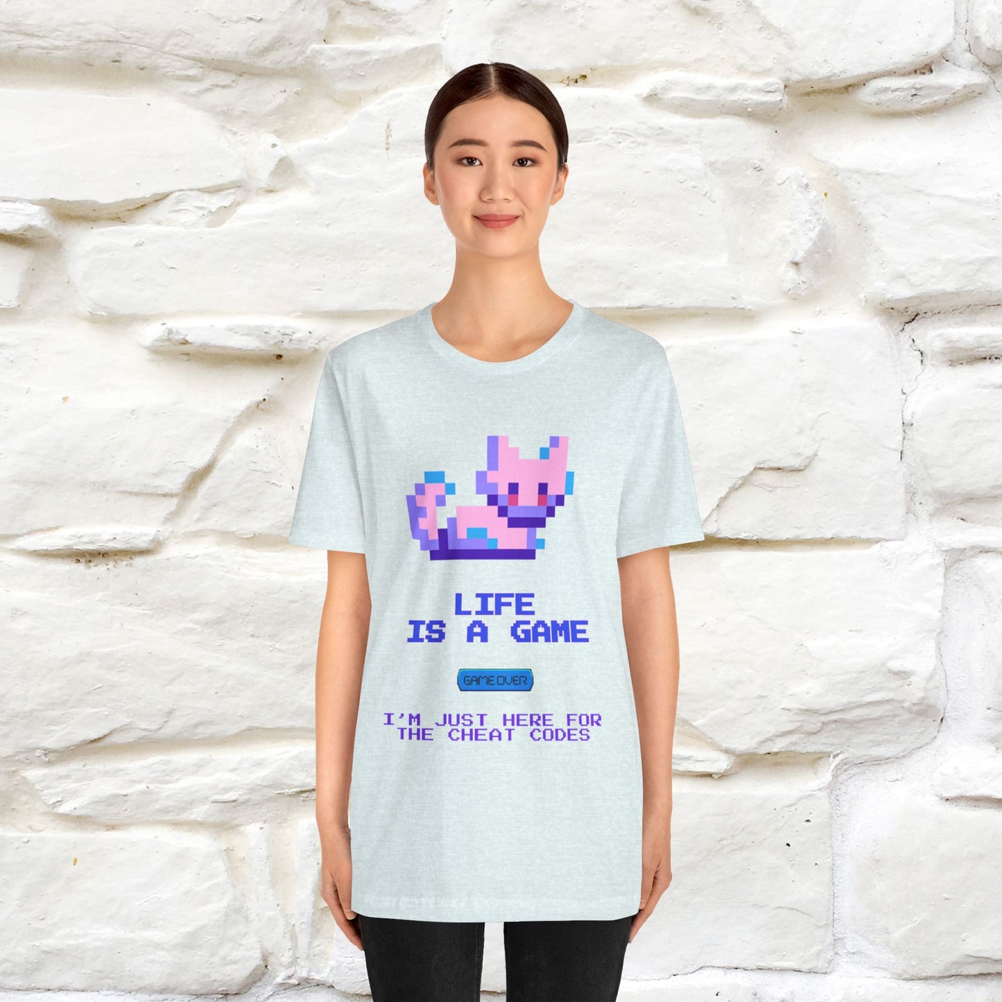 "Life Is A Game, I Am Just Here Fo The Cheat Code" Funny Cat T-Shirt for Men & Women | 100% Cotton* - Nunu&Miao Studio