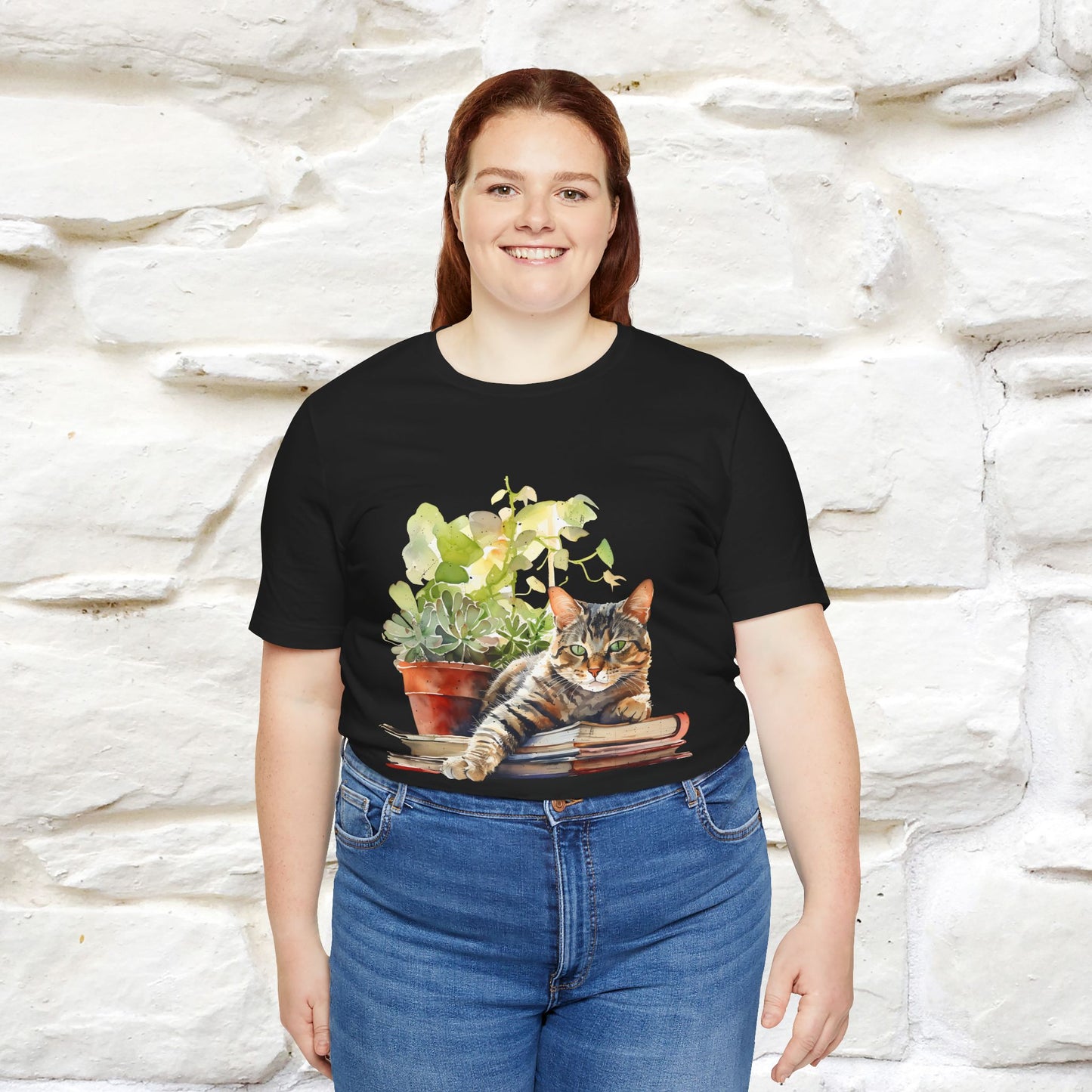 "Feline Bibliophile" T-Shirt for Men & Women | 100% Cotton* - Nunu&Miao Studio