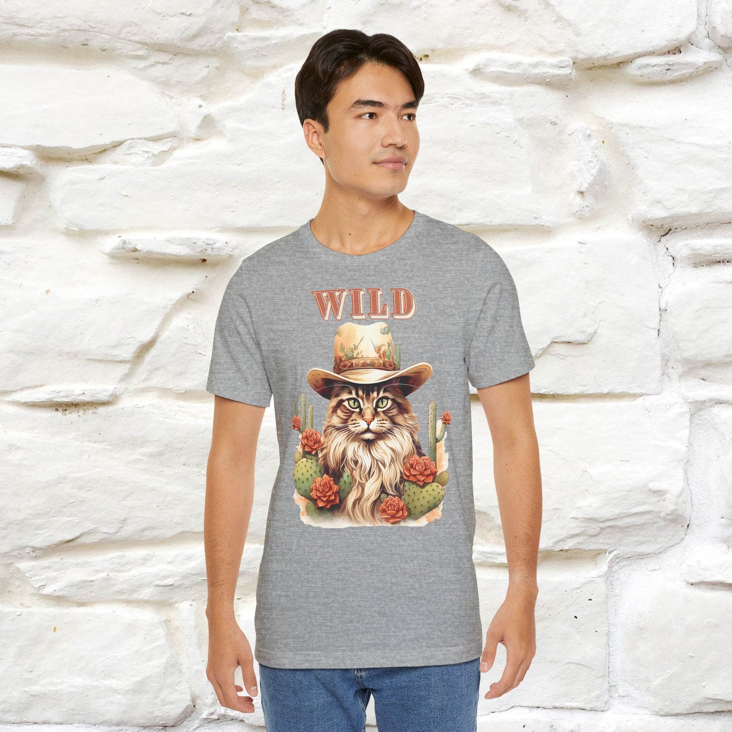 Wild Cowboy Cat T-Shirt for Men & Women | 100% Cotton* Adventure Tee - Nunu&Miao Studio