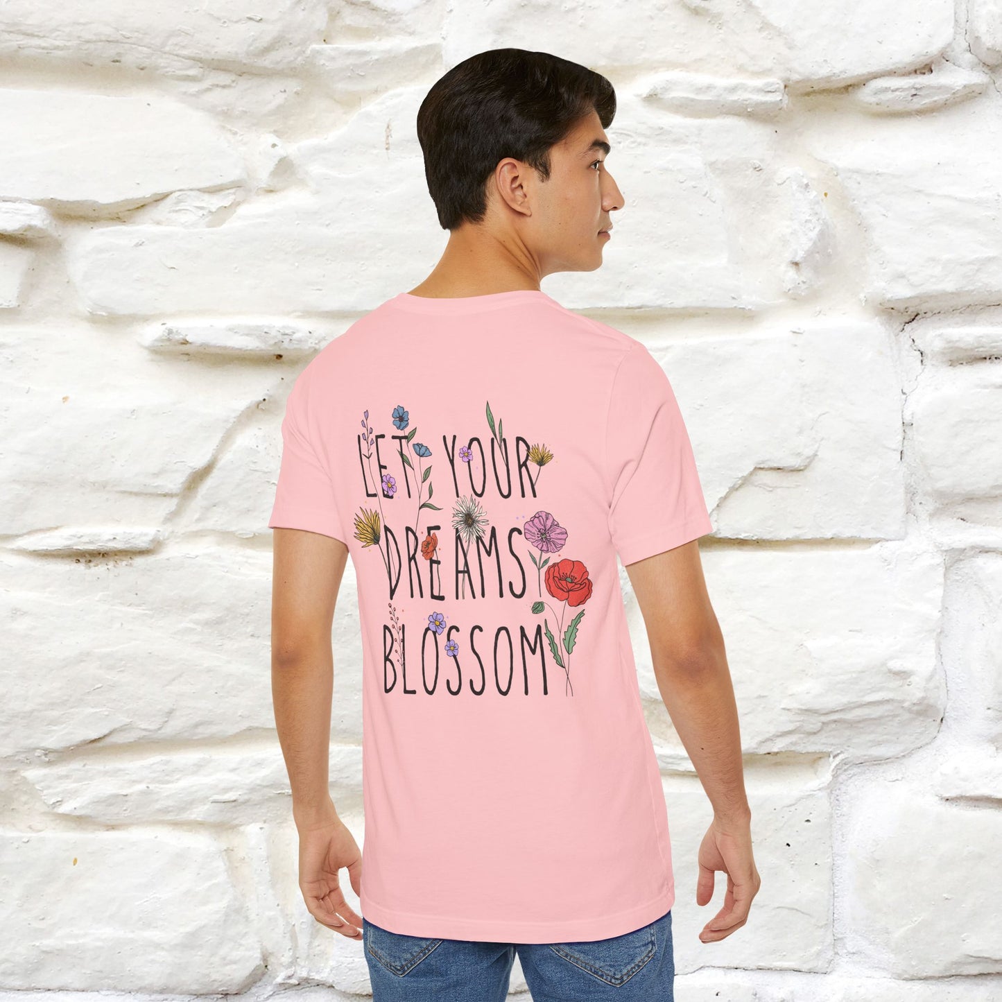 "Let Your Dreams Blossom'' Cat T-Shirt Front and Back Design | Nunu&Miao Studio