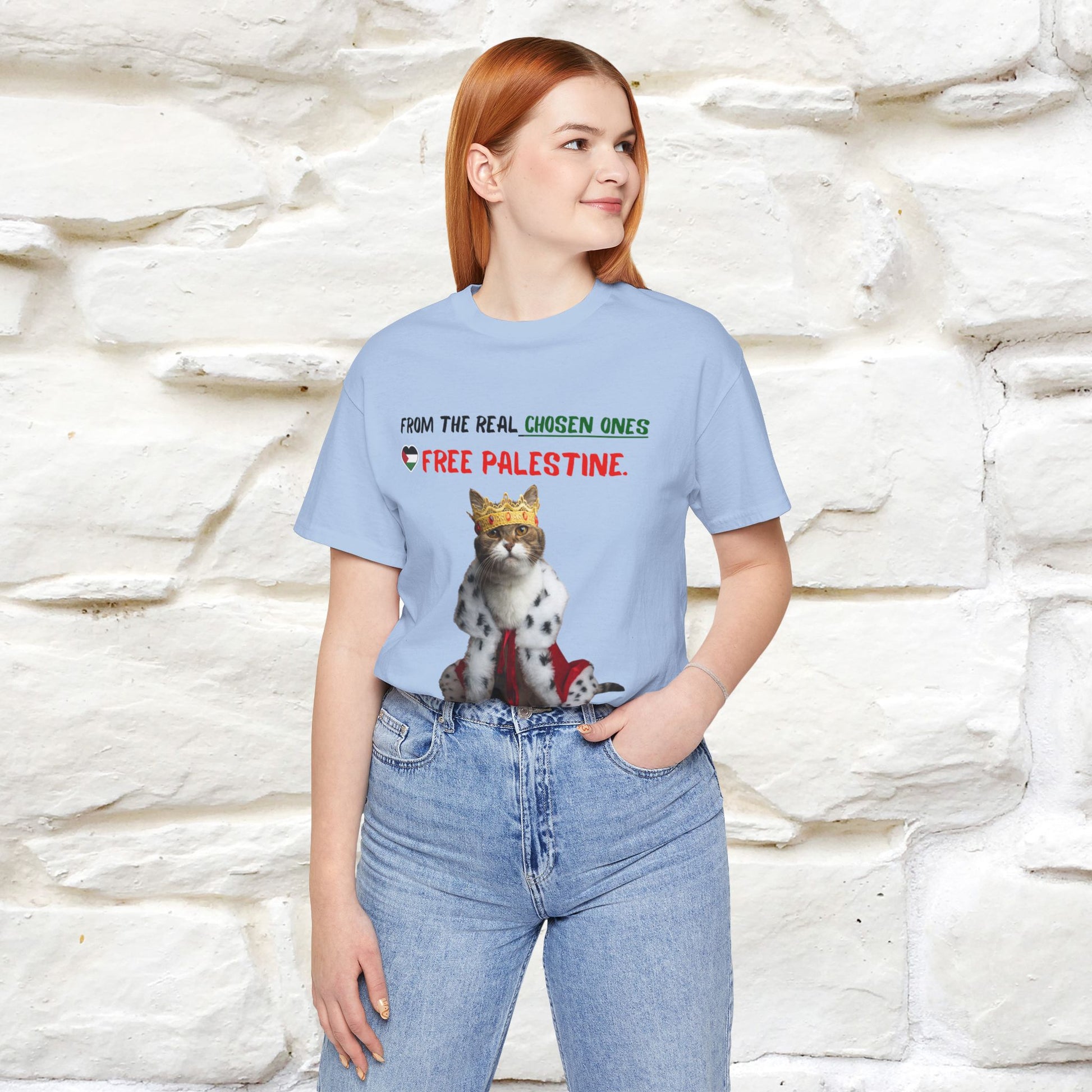 "From the real chosen ones  Free Palestine." Cat T-shirt |Nunu&Miao Studio - Nunu&Miao Studio
