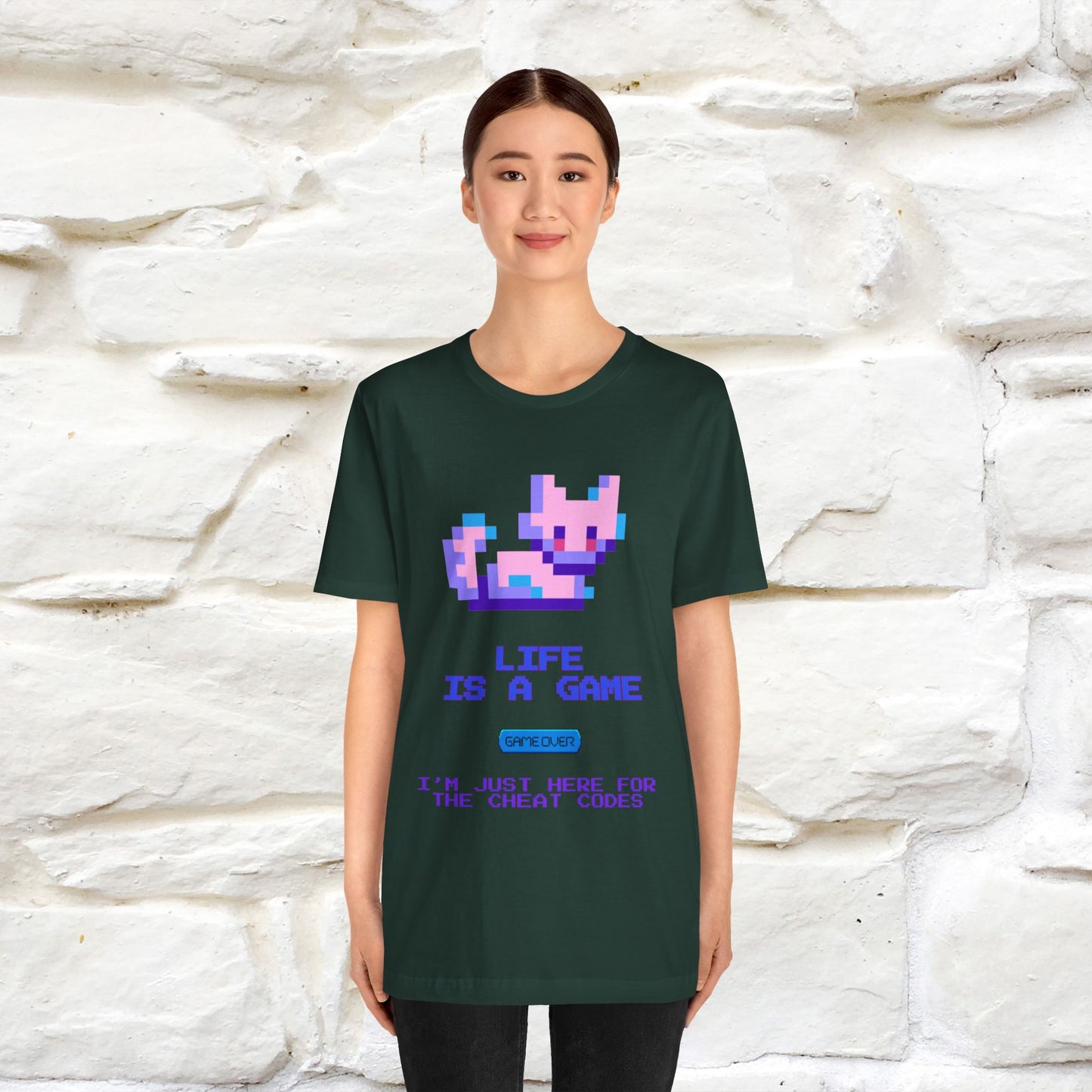 "Life Is A Game, I Am Just Here Fo The Cheat Code" Funny Cat T-Shirt for Men & Women | 100% Cotton* - Nunu&Miao Studio