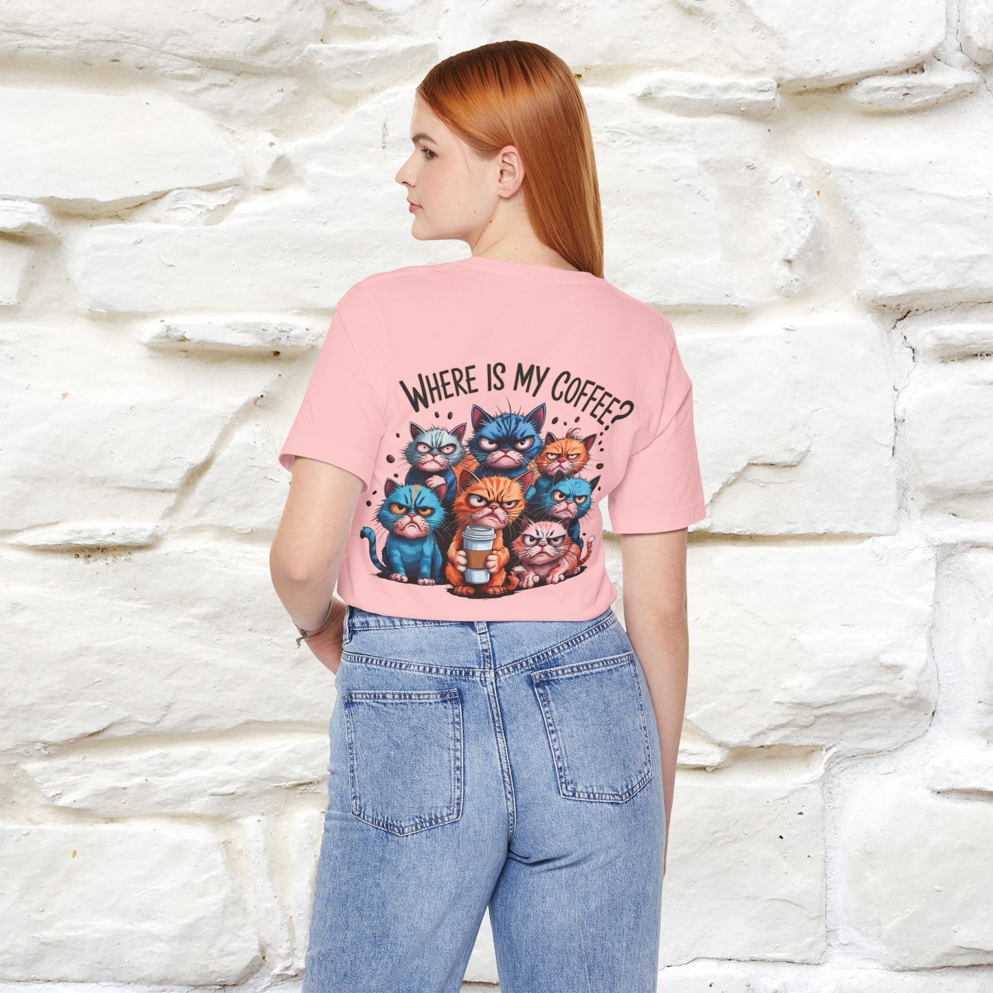 "Where Is My Coffe?" Cat T-Shirt | Front & Back Design | Nunu&Miao Studio