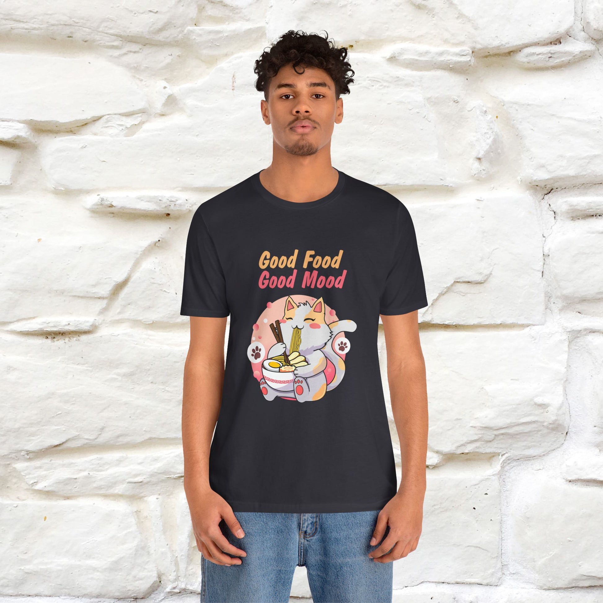 "Good Food Good Mood" Cat T-shirt for Men & Women | 100% Cotton* - Nunu&Miao Studio