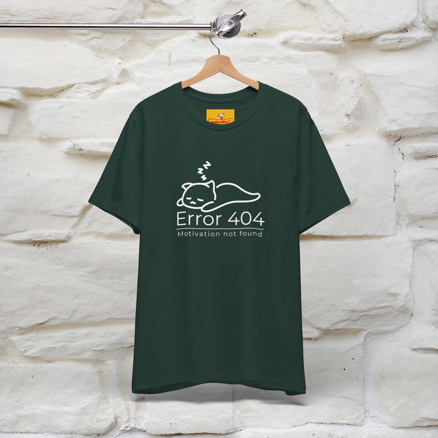 ''Error 404 Motivation Not Found'' Cat T-Shirt Front and Back Design | Nunu&Miao Studio