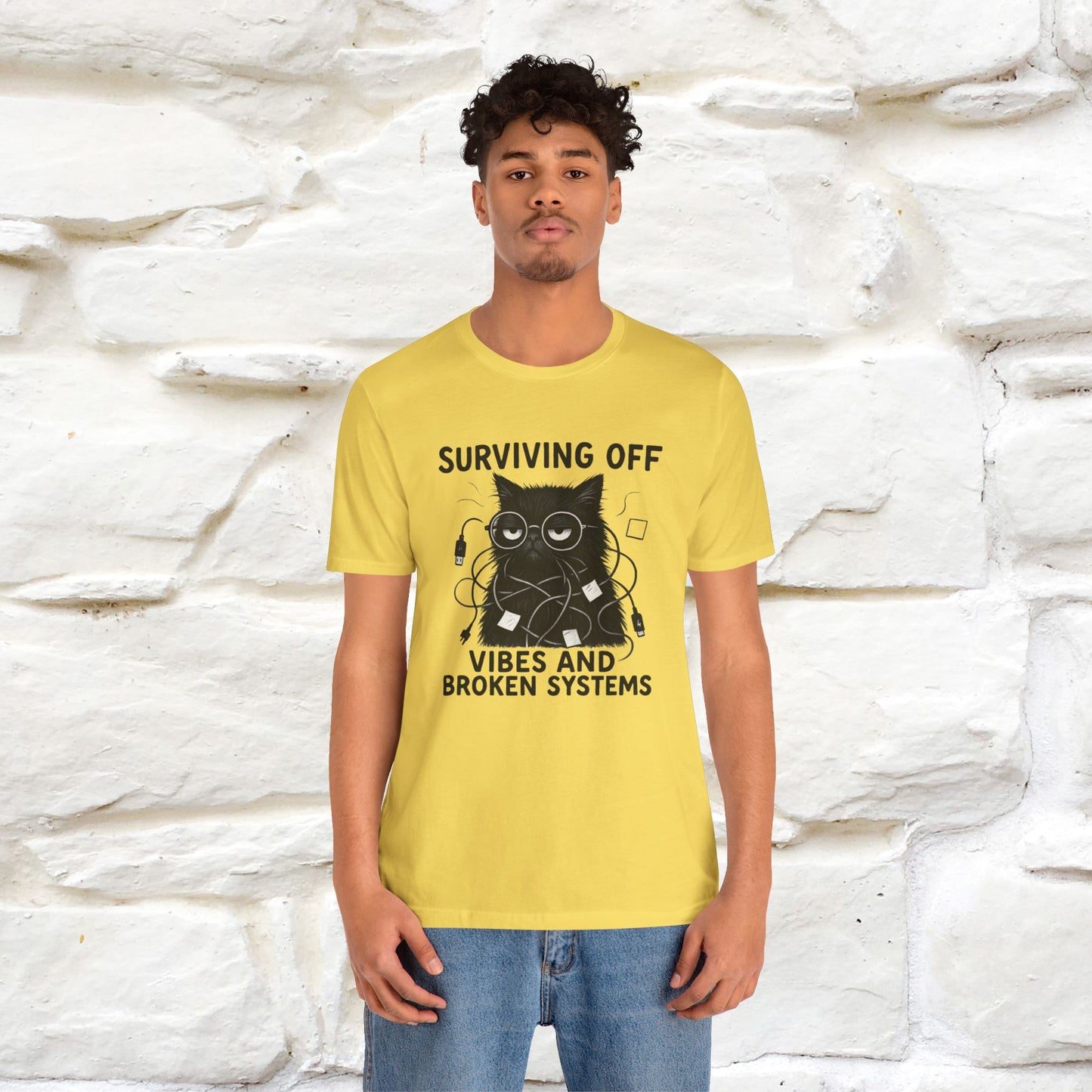 "Surviving Off...Vibes And Broken .. " |Cat T-Shirt | Nunu&Miao Studio