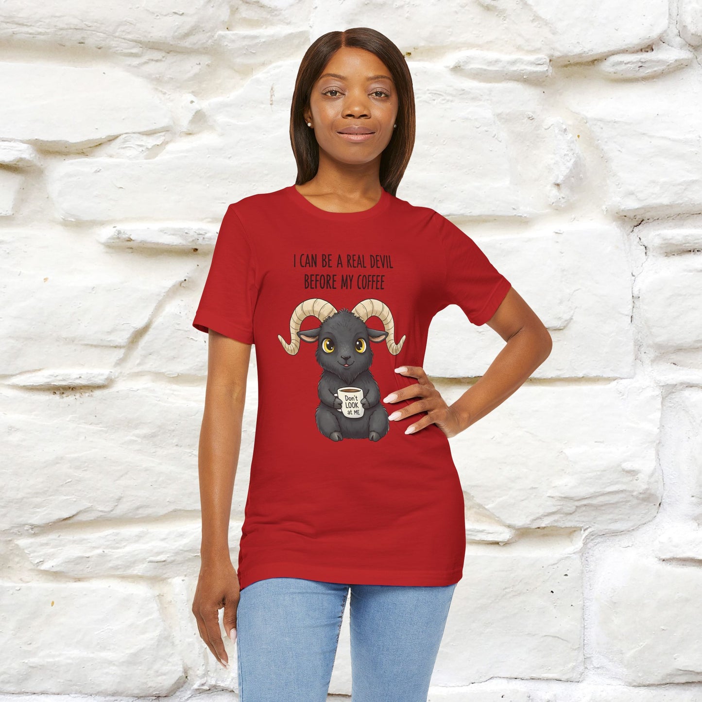 "I Can Be a Real Devil Before My Coffe" Funny T-shirt |Nunu&Miao Studio