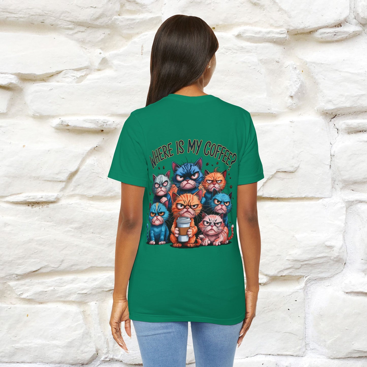 "Where Is My Coffe?" Cat T-Shirt | Front & Back Design | Nunu&Miao Studio