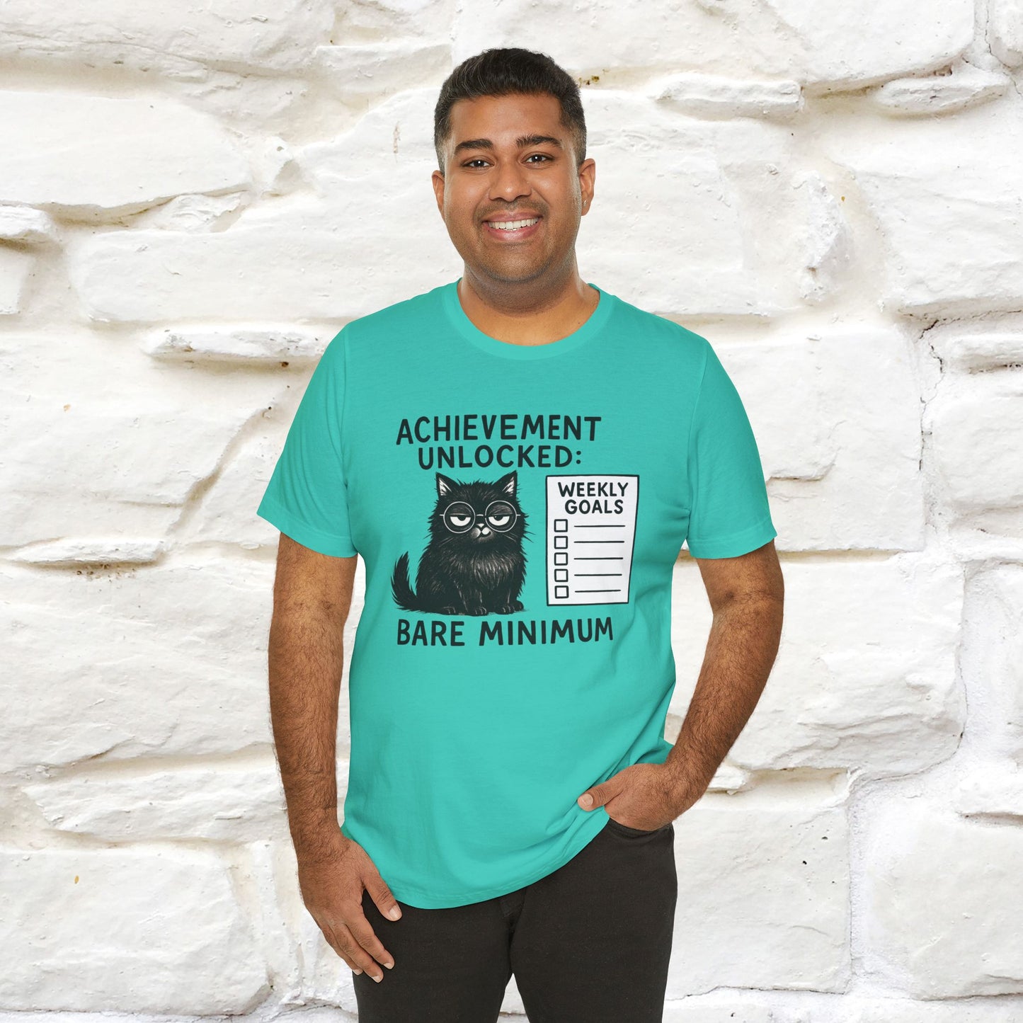 "Achievement Unlocked Bare Minimum." |Cat T-Shirt | Nunu&Miao Studio