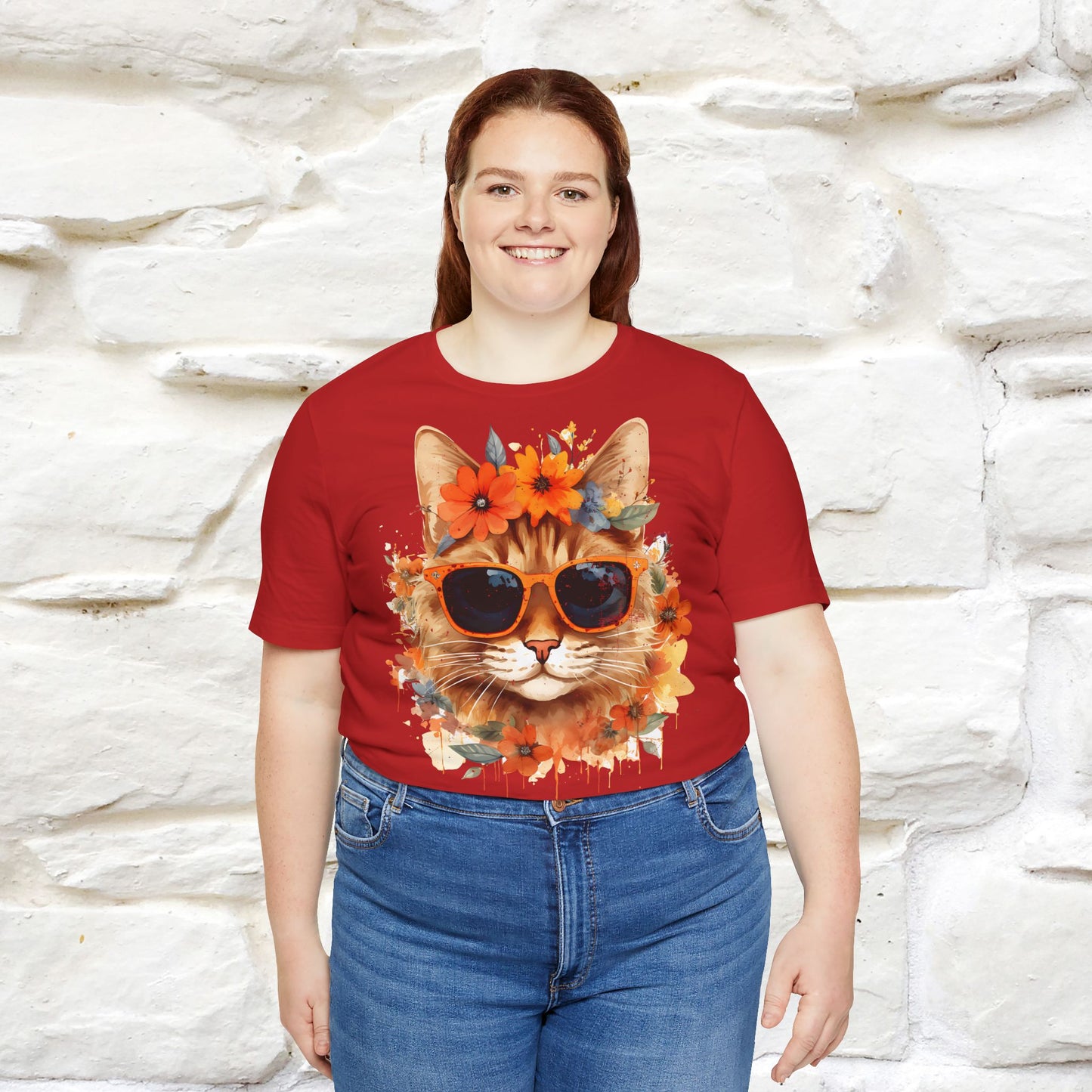 "Cool Cat in Bloom" T-shirt for Men and Women | 100% Cotton* - Nunu&Miao Studio