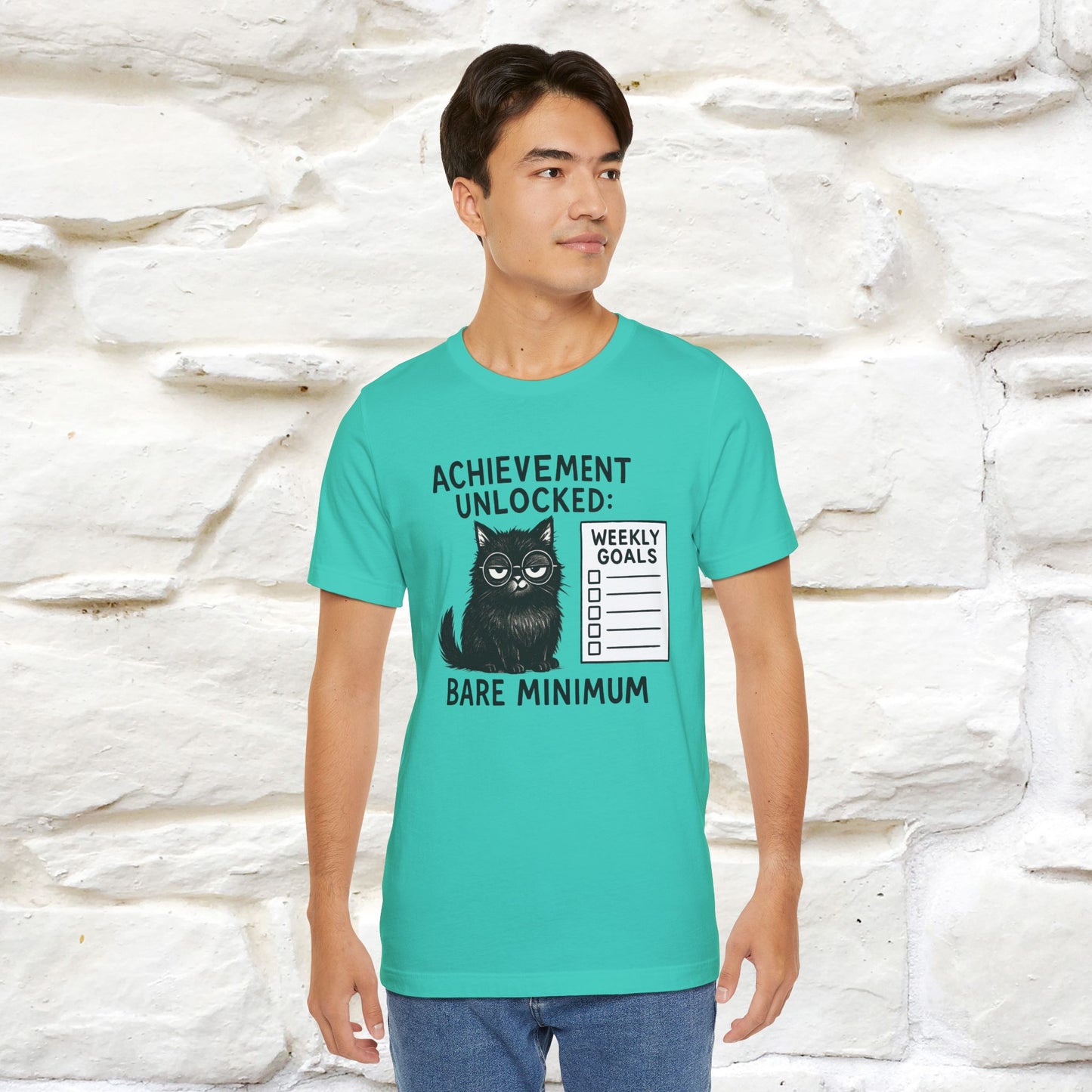 "Achievement Unlocked Bare Minimum." |Cat T-Shirt | Nunu&Miao Studio