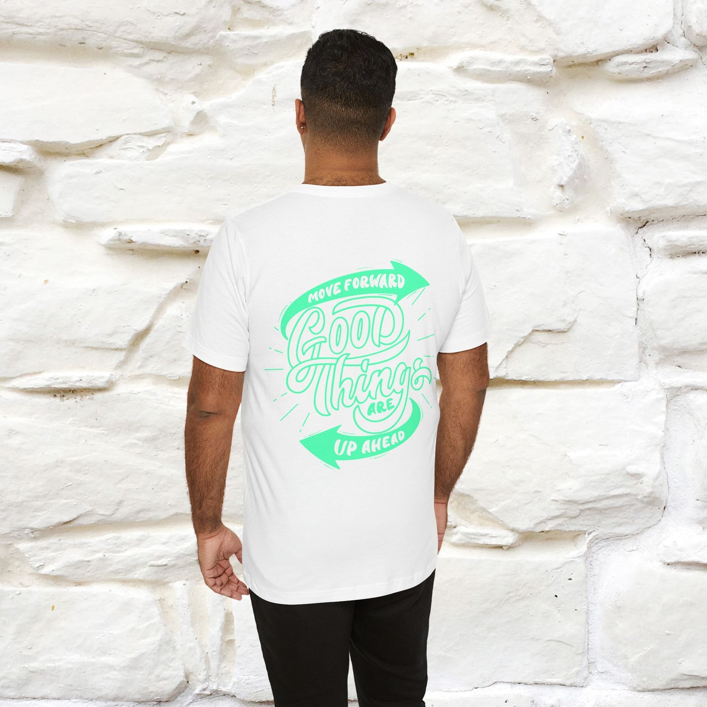 "Move Foreward Good Things Are Up Head" Cat T-Shirt| Front & Back Design | Nunu&Miao Studio
