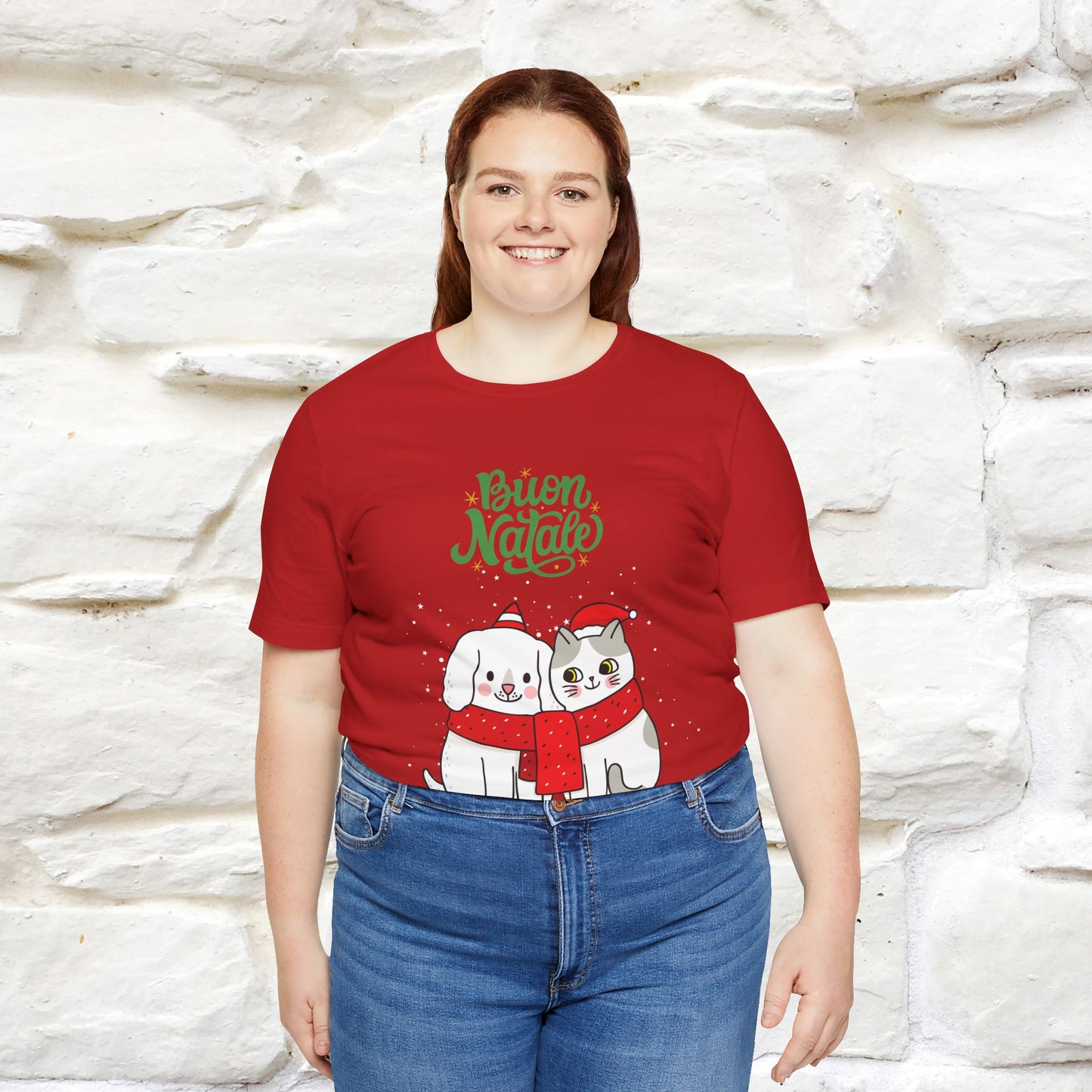 ''Buon Natale Cat and Dog'' Christmas T-shirt | Nunu&Miao Studio - Nunu&Miao Studio