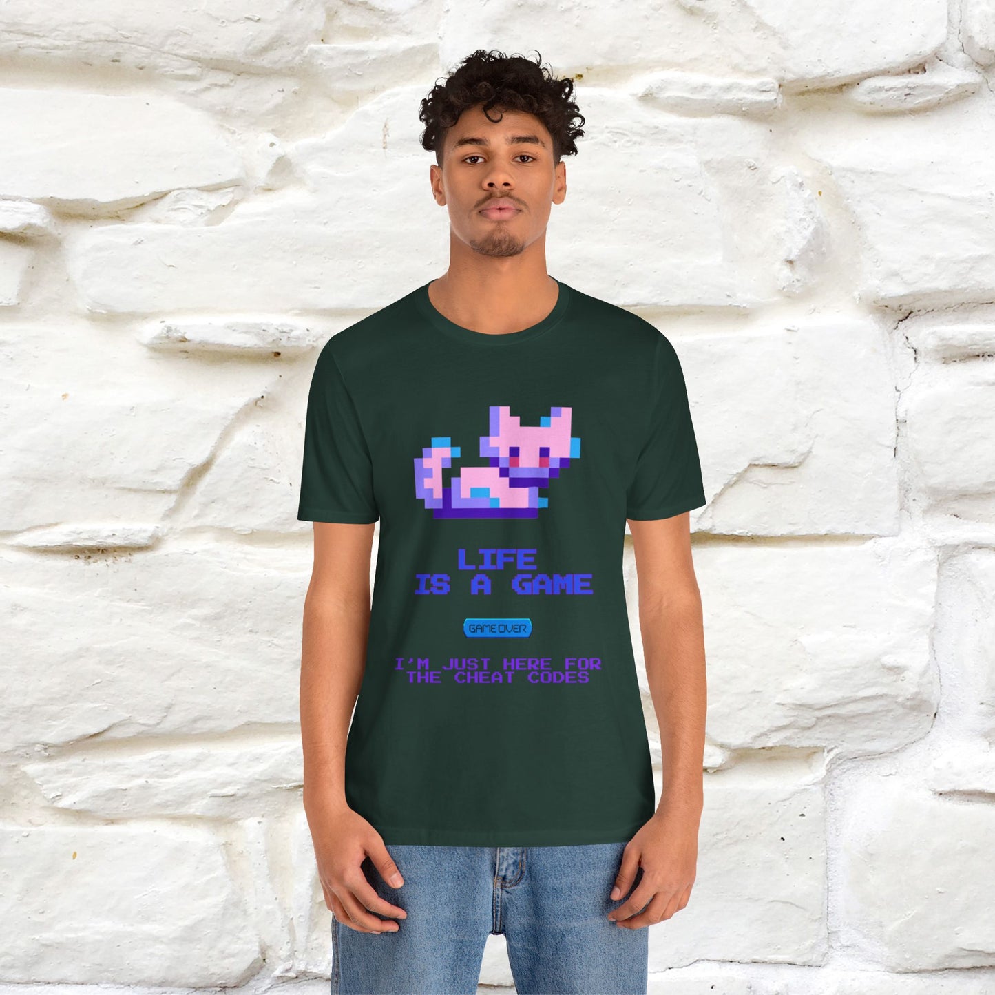 "Life Is A Game, I Am Just Here Fo The Cheat Code" Funny Cat T-Shirt for Men & Women | 100% Cotton* - Nunu&Miao Studio