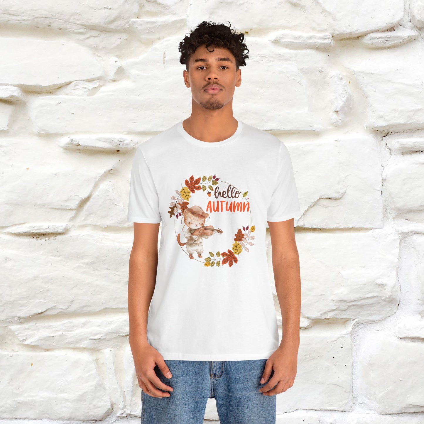"Hello Autumn" Cat T-Shirt for Men & Women | 100% Cotton* | Cozy Fall Fashion - Nunu&Miao Studio