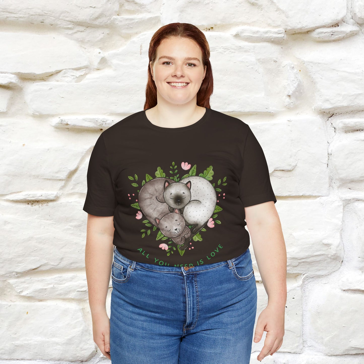 "All You Need Is Love" Cat T-Shirt | 100% Cotton* | Adorable Cat Apparel for Men & Women