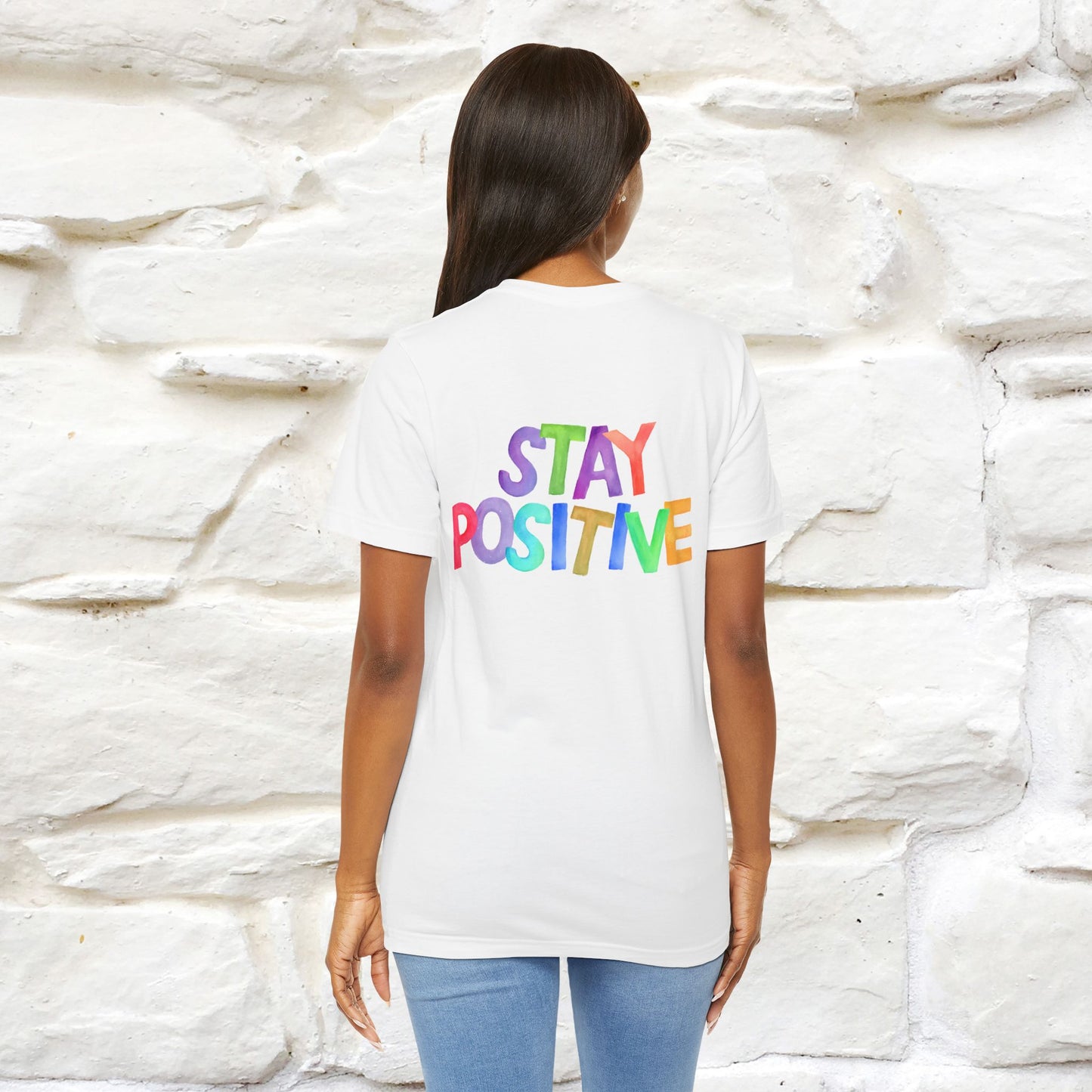 "Stay Positive'' Cat T-Shirt | Front & Back Design | Nunu&Miao Studio