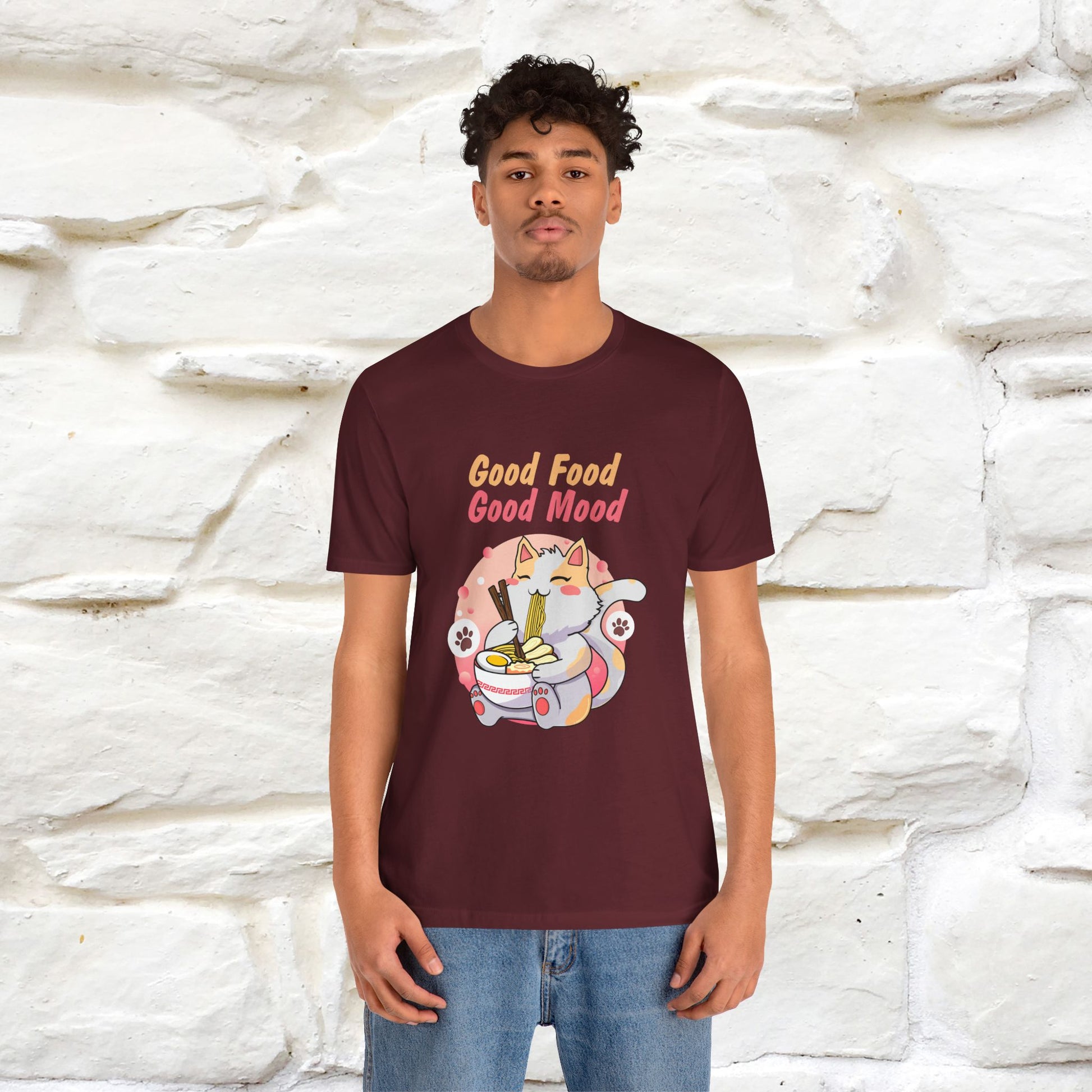 "Good Food Good Mood" Cat T-shirt for Men & Women | 100% Cotton* - Nunu&Miao Studio